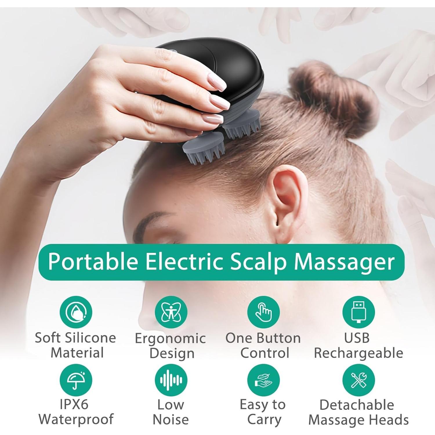 Masajeador Eléctrico de Cuero Cabelludo ORIA Inalámbrico 3 Modos