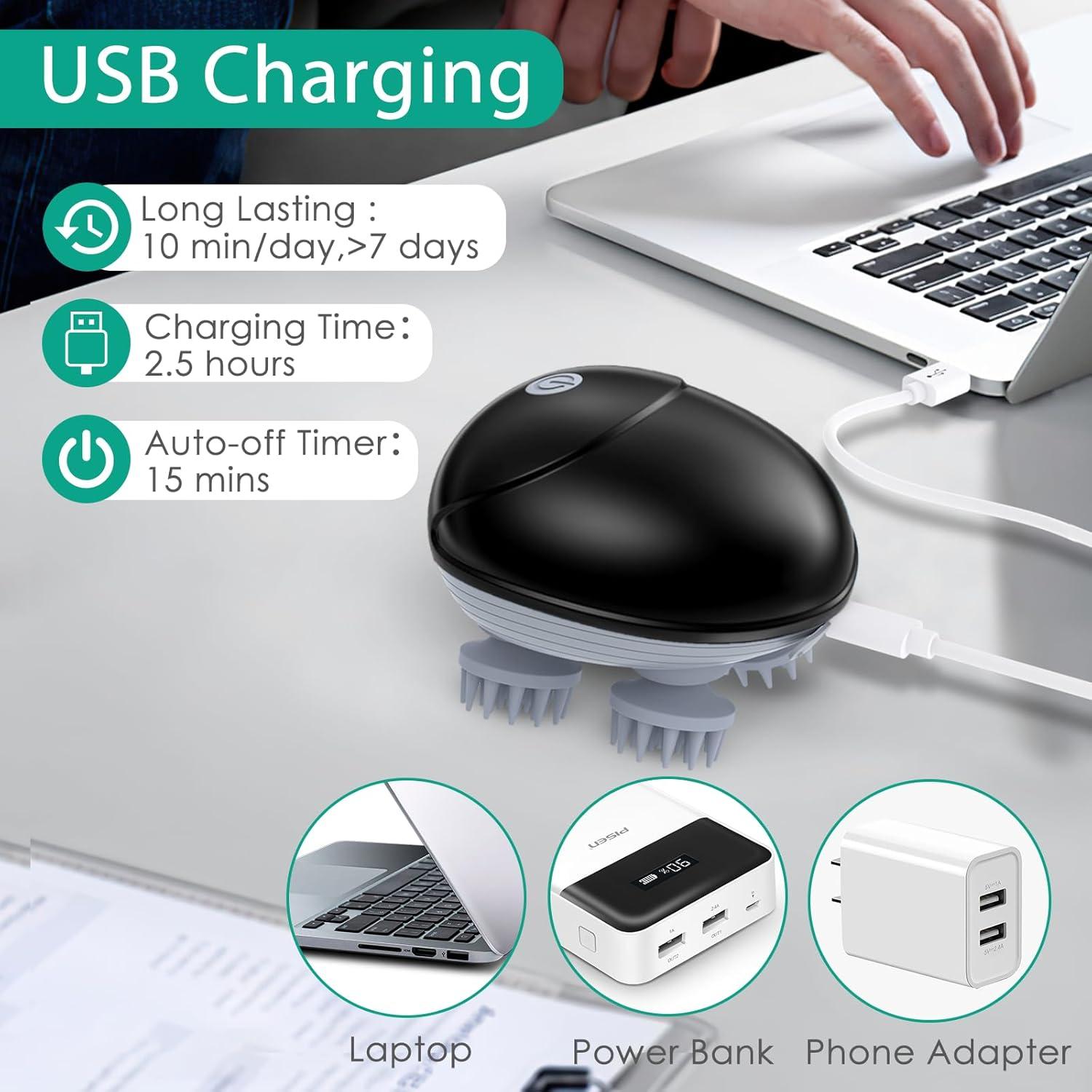 Masajeador Eléctrico de Cuero Cabelludo ORIA Inalámbrico 3 Modos