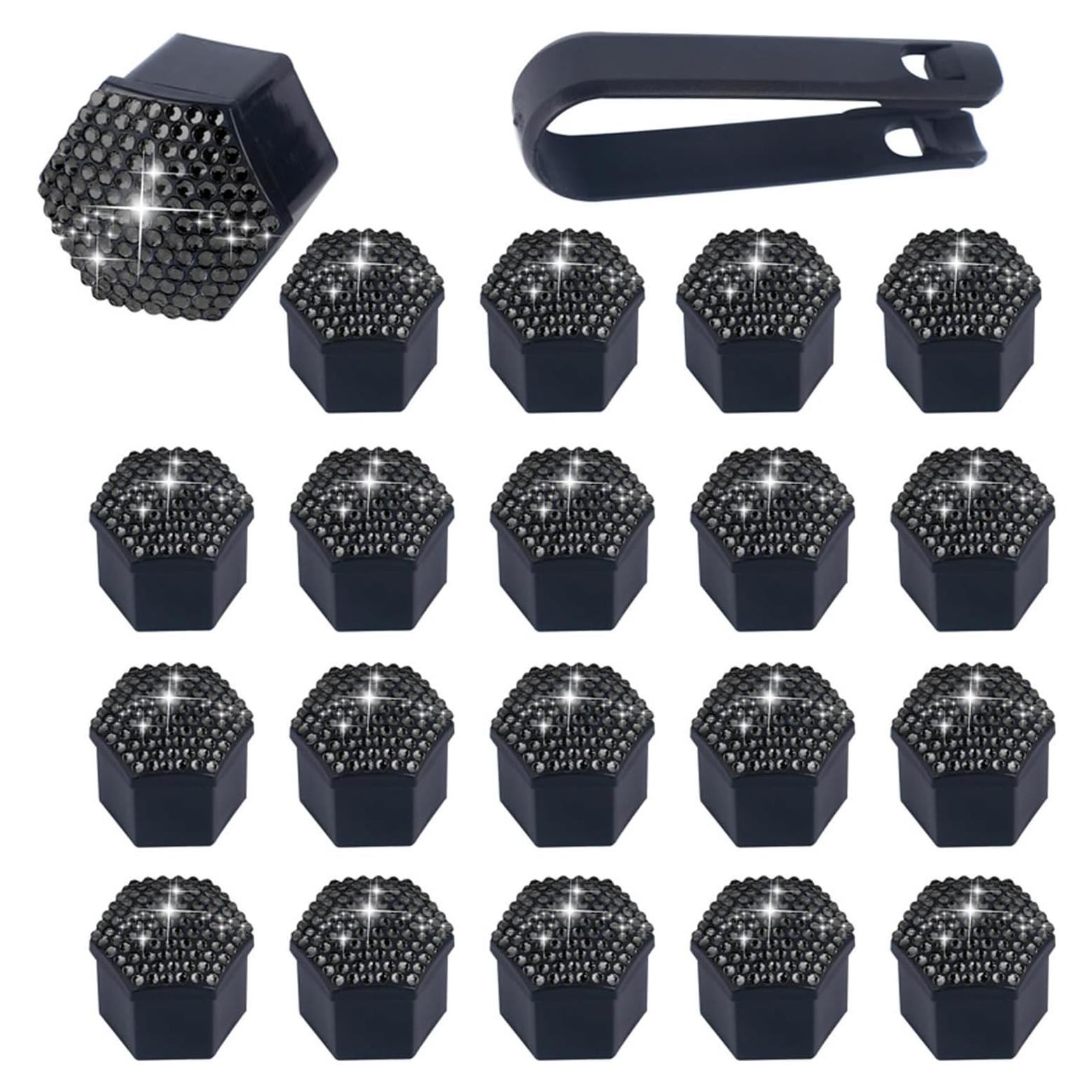 Cubiertas de Tuercas de Rueda Diamall 17mm 20 PCS Negro