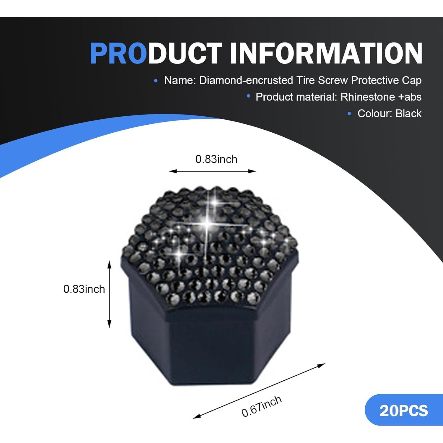 Cubiertas de Tuercas de Rueda Diamall 17mm 20 PCS Negro