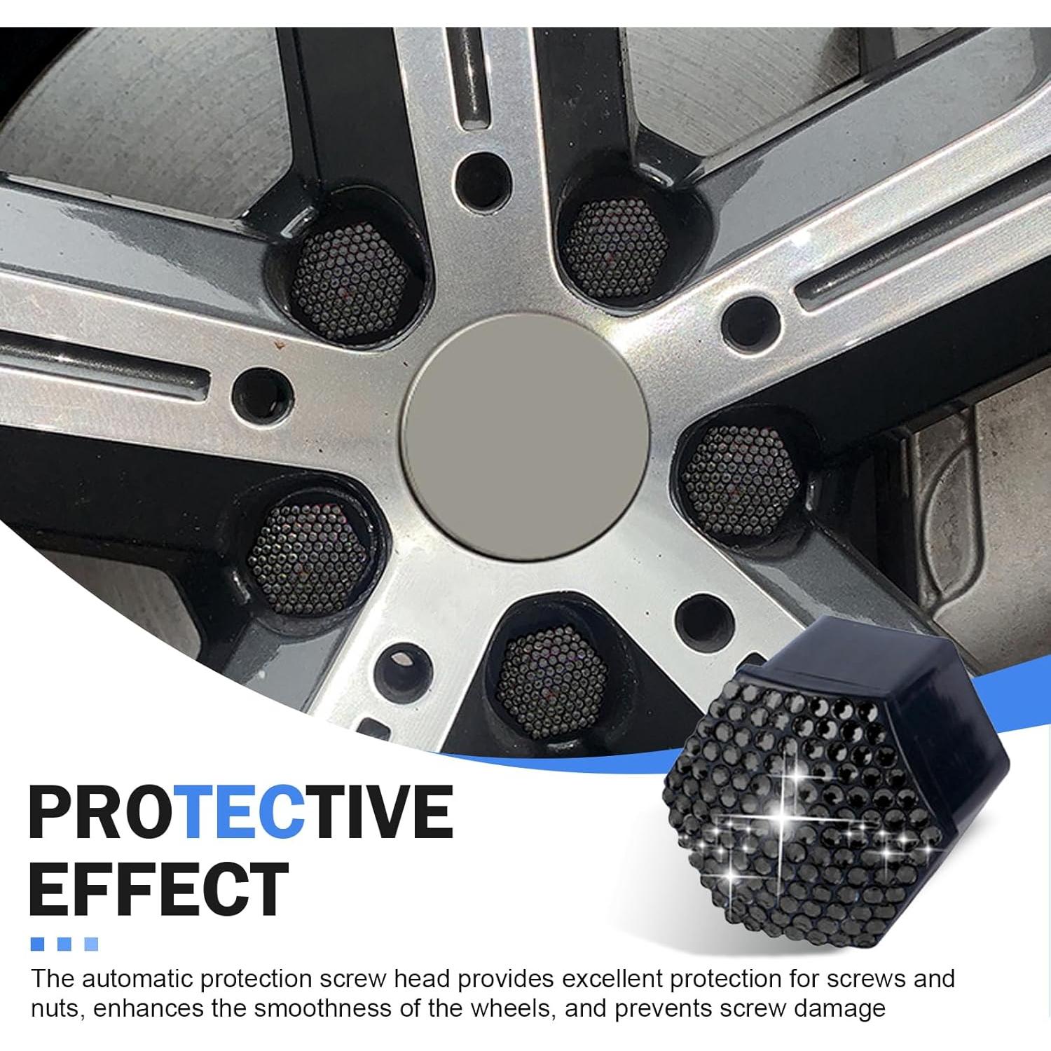 Cubiertas de Tuercas de Rueda Diamall 17mm 20 PCS Negro