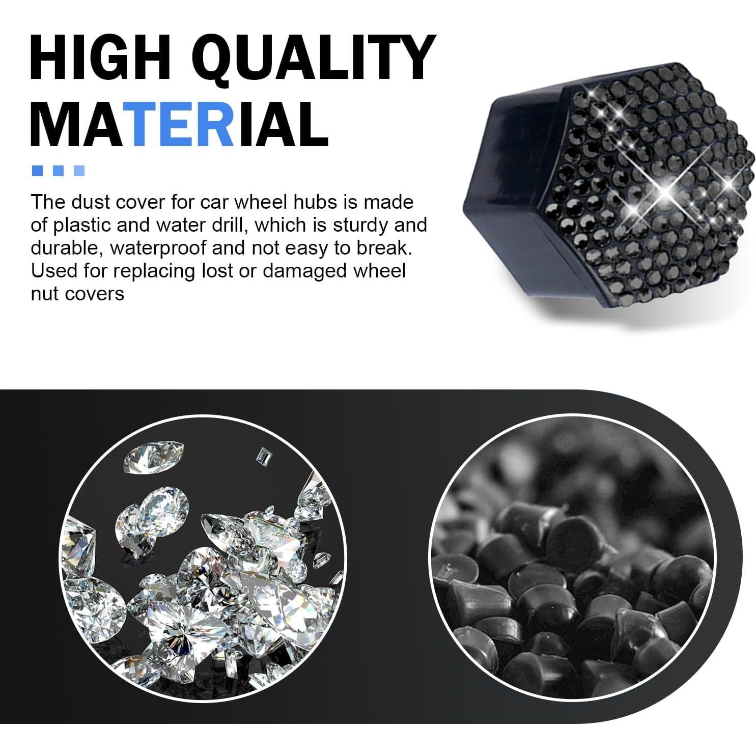 Cubiertas de Tuercas de Rueda Diamall 17mm 20 PCS Negro