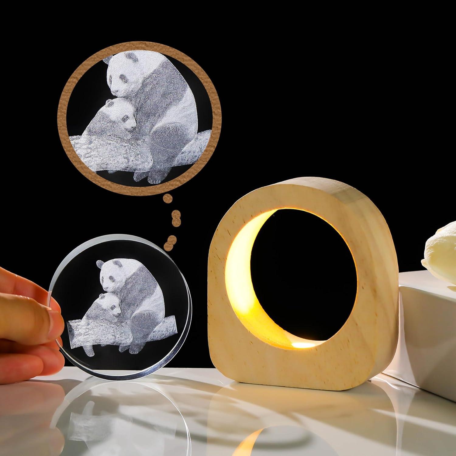 Luz Nocturna de Madera Ornalrist con Panda 3D - Regalo Ideal