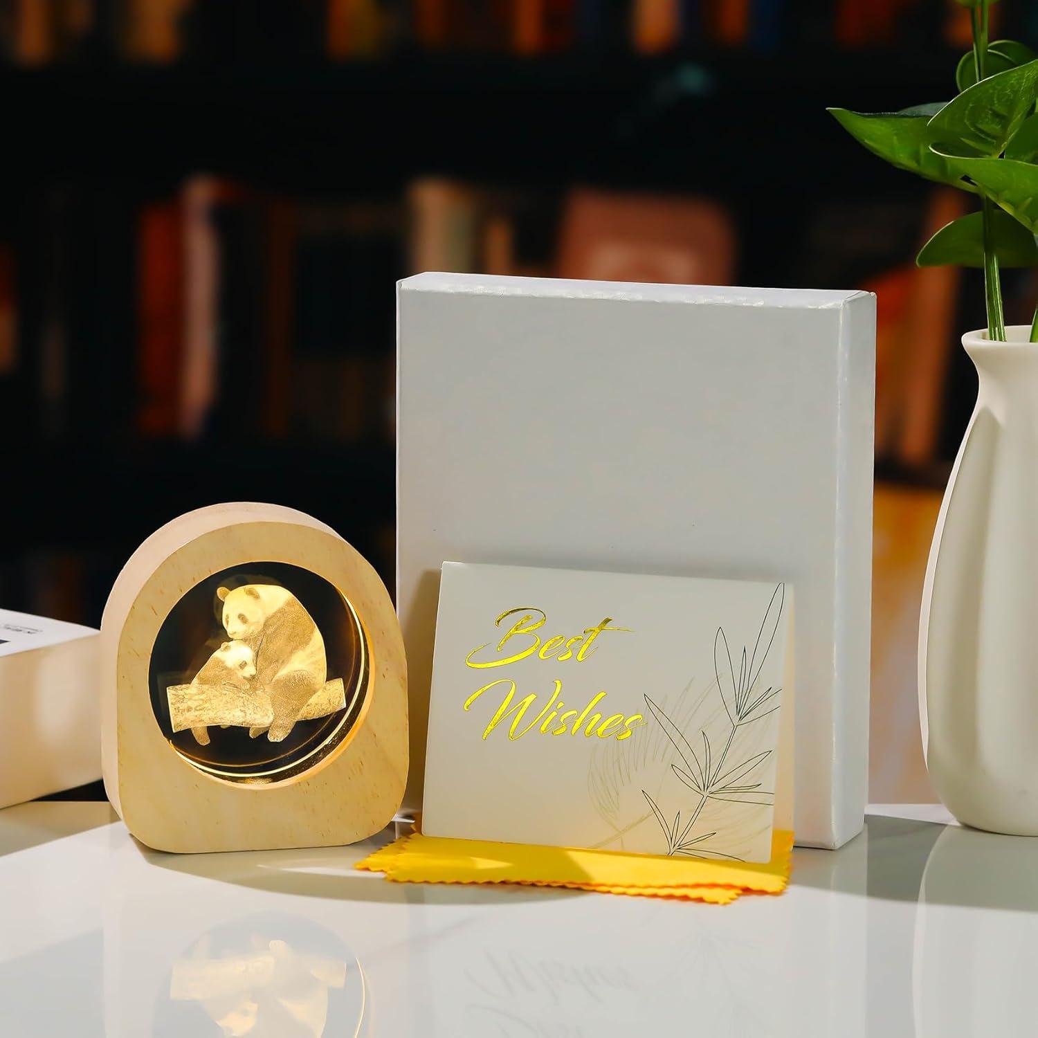 Luz Nocturna de Madera Ornalrist con Panda 3D - Regalo Ideal