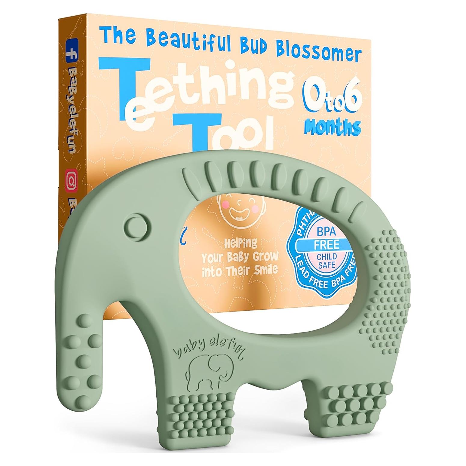 Mordedor de Dentición Baby Elefun 0-6 Meses Silicona Oliva