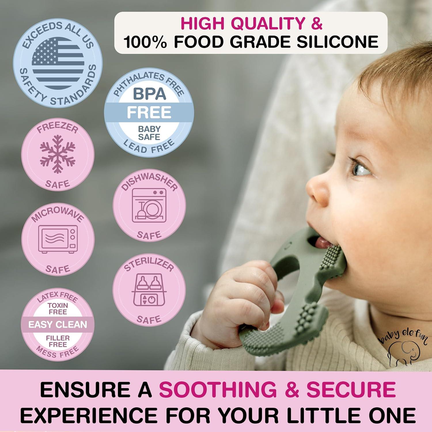 Mordedor de Dentición Baby Elefun 0-6 Meses Silicona Oliva