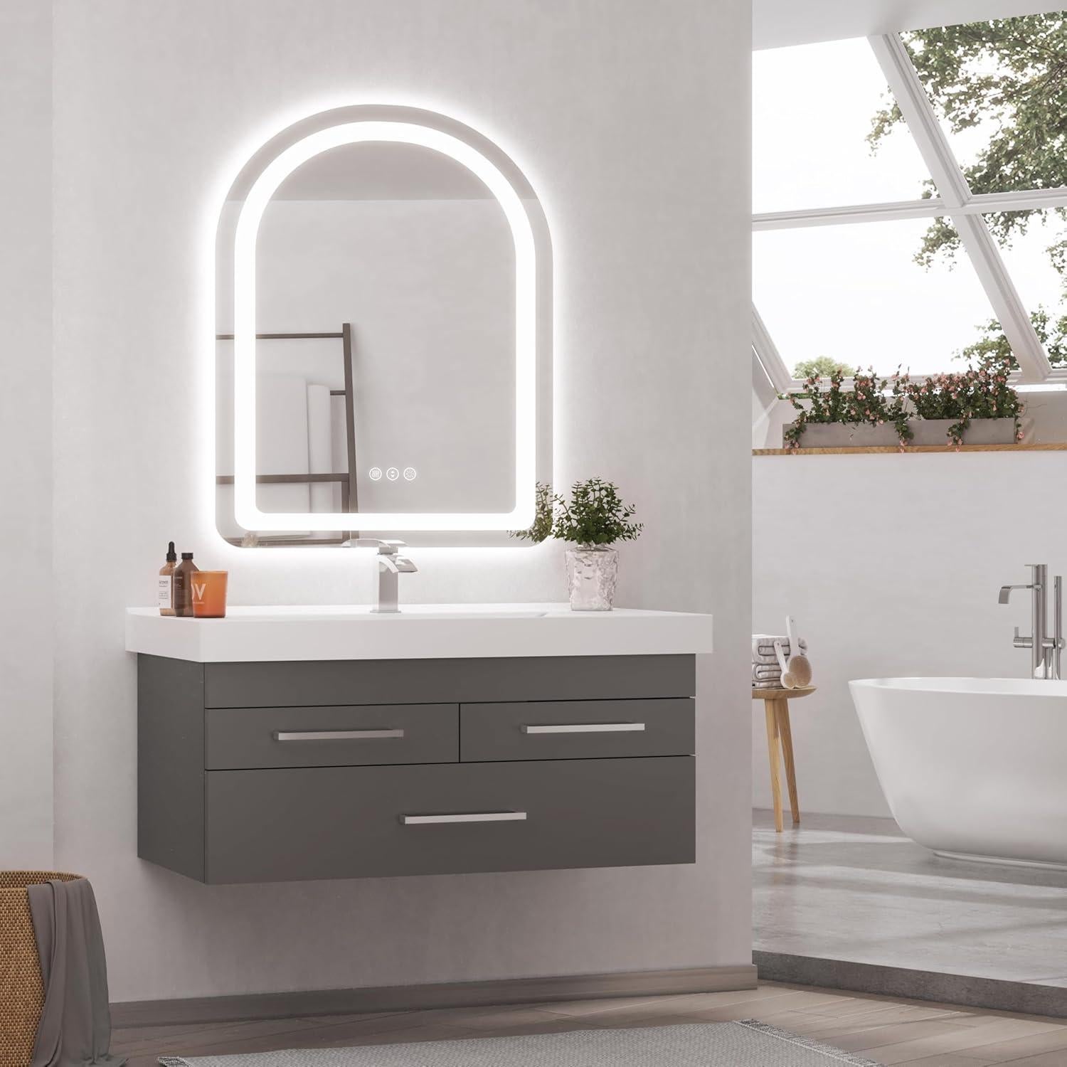 Espejo de Baño LED Hasipu 50x71 cm con Sensor Táctil y 3 Colores