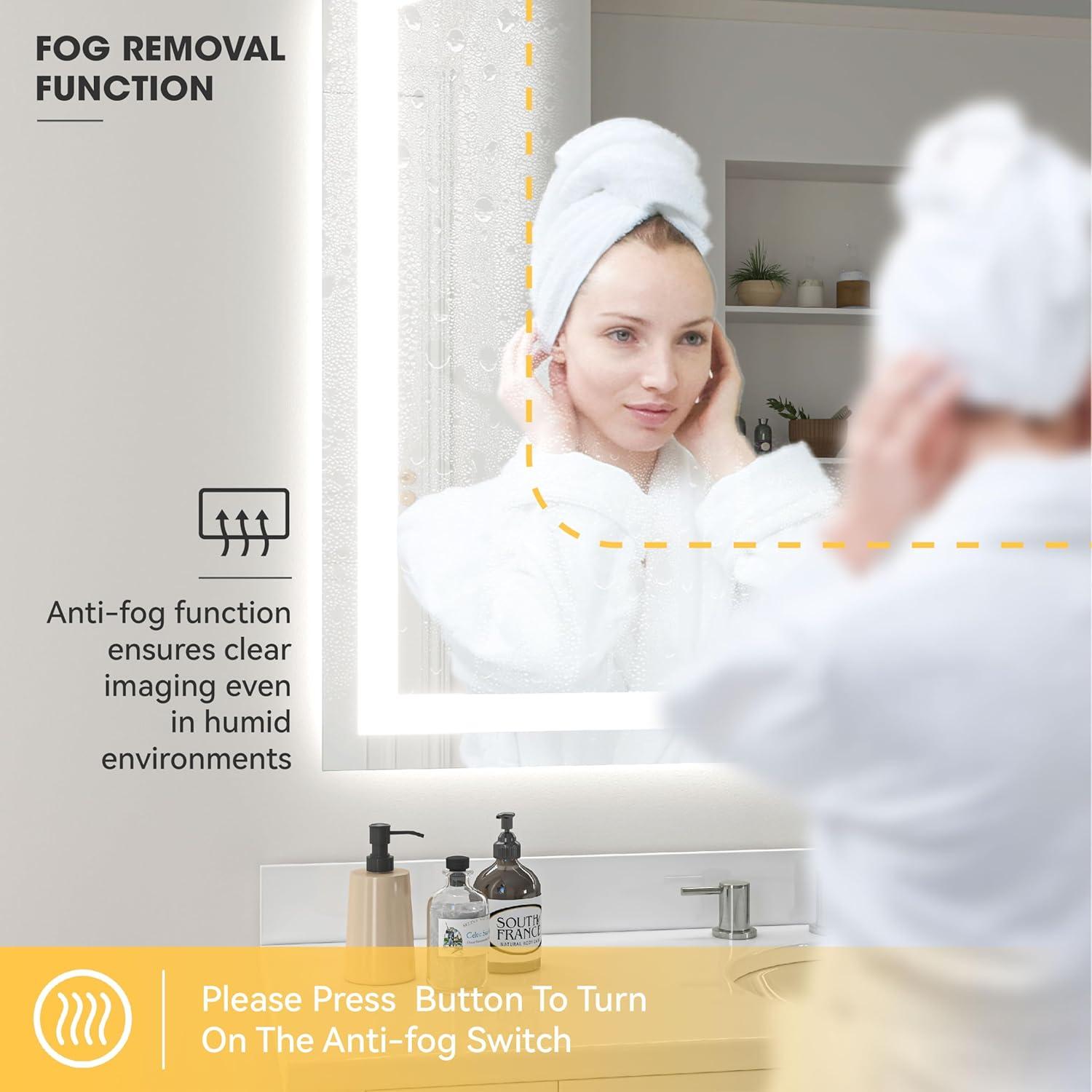 Espejo de Baño LED Hasipu 50x71 cm con Sensor Táctil y 3 Colores