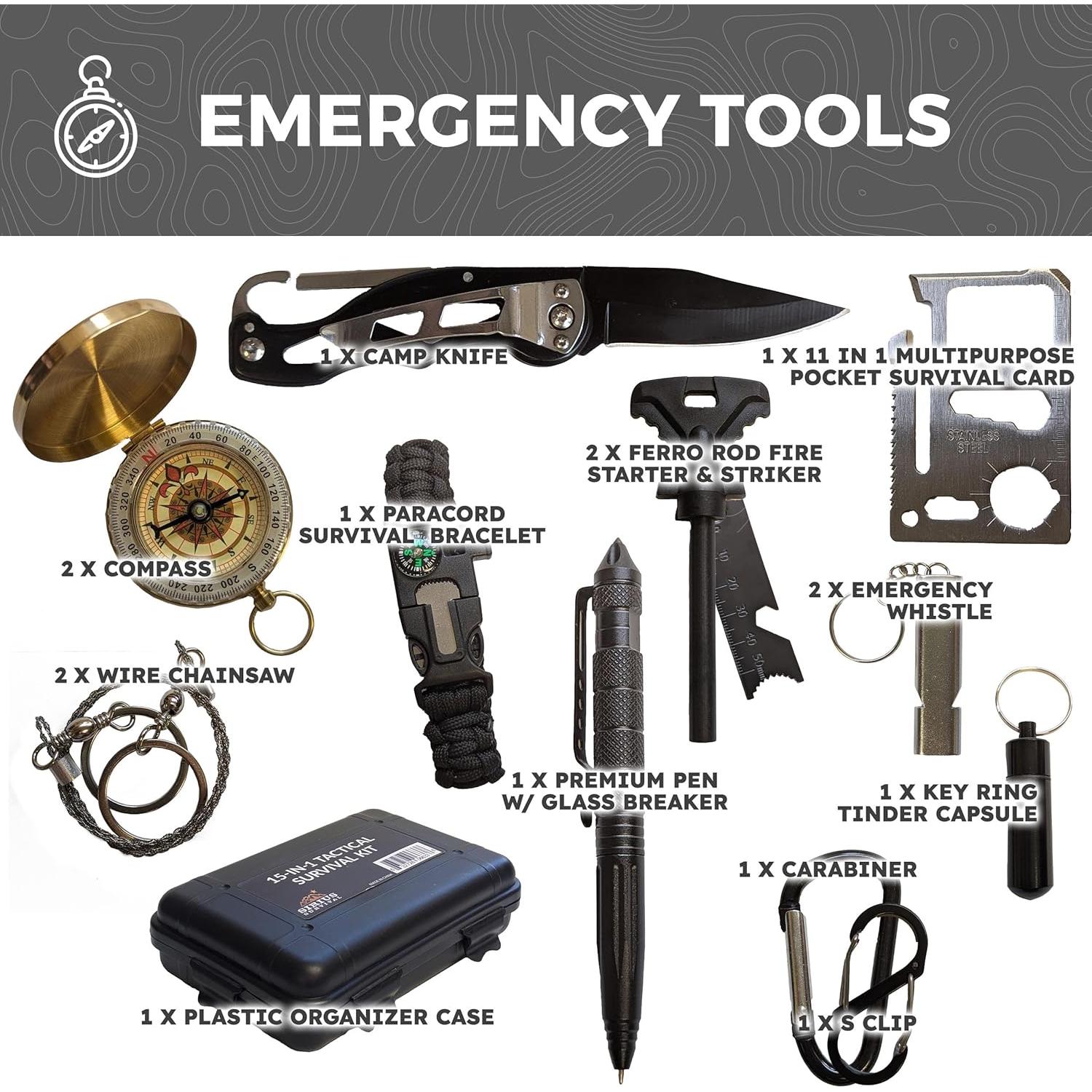 Kit de Supervivencia de Emergencia Sirius 50L para 2 Personas