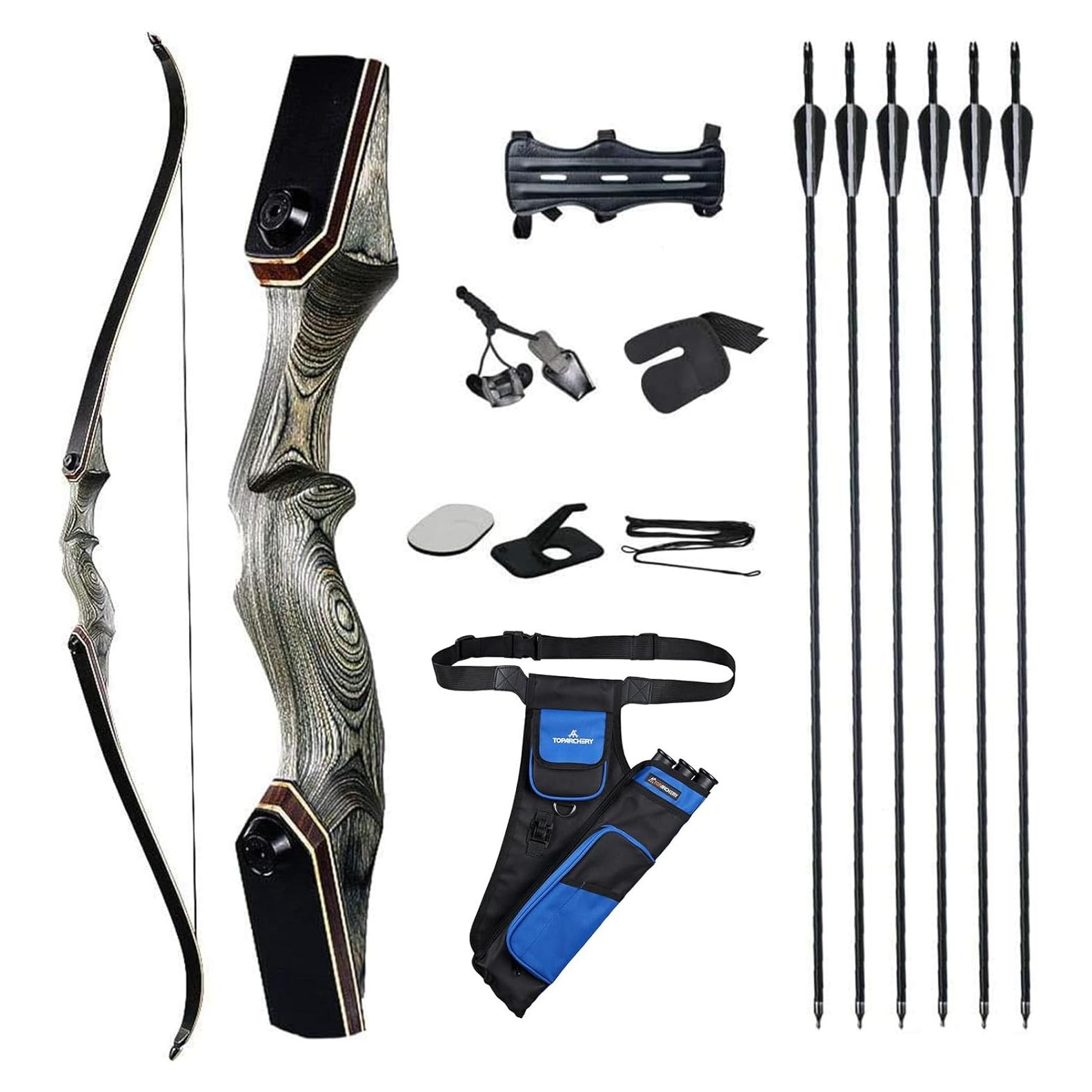 Arco Recurvo Desmontable TOPARCHERY RM 30lbs con 6 Flechas