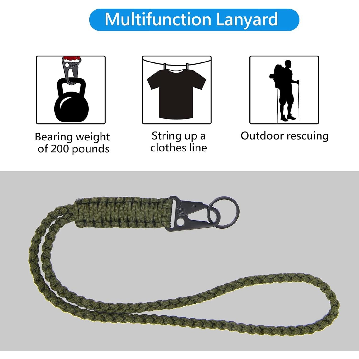 Llavero de Paracord Militar LAREDTREE Verde 50 cm Resistente