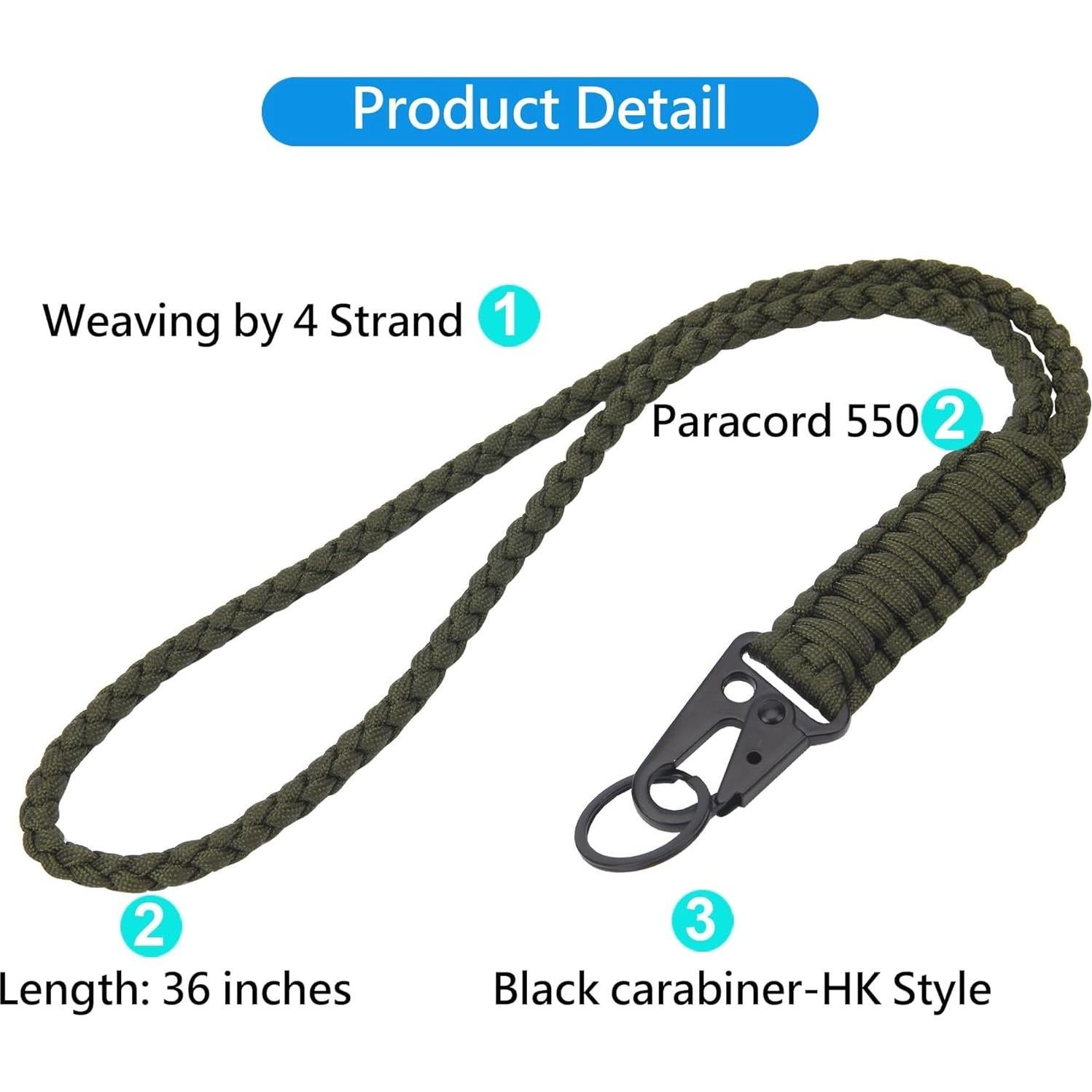 Llavero de Paracord Militar LAREDTREE Verde 50 cm Resistente