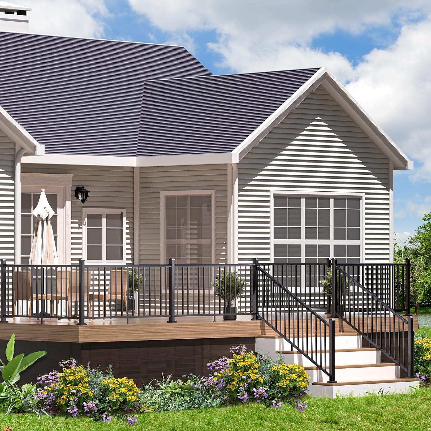 Poste de Barandilla de Aluminio Egadis 99.1 cm Negro Texturizado