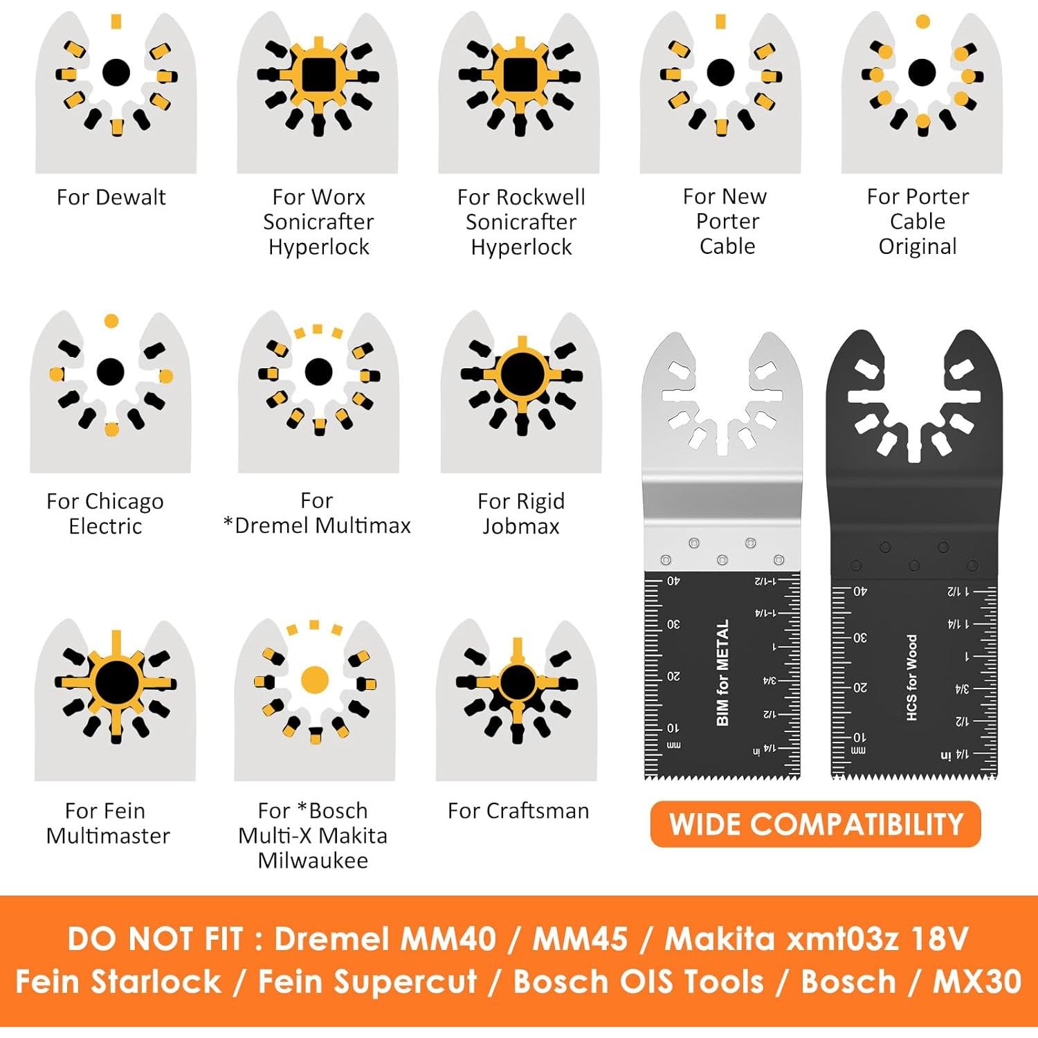Juego de 8 Cuchillas para Sierra Oscilante Abizarch - Acero Inoxidable