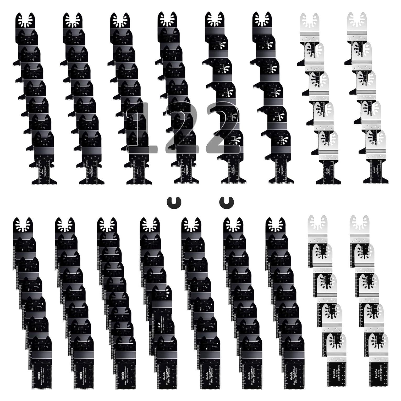 Kit de 122 Cuchillas de Sierra Oscilante Hanida para Madera y Metal