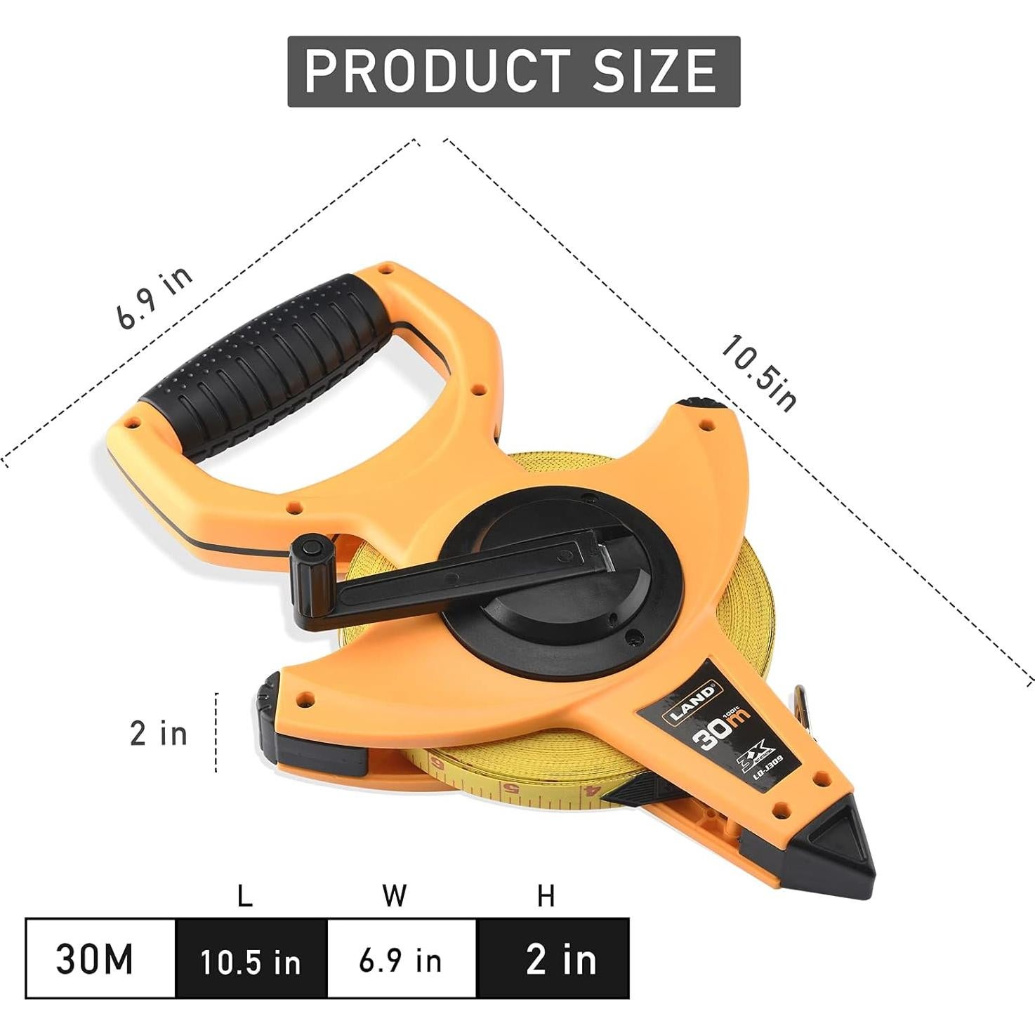 Cinta Métrica de Fibra de Vidrio LAND 30m Doble Escala