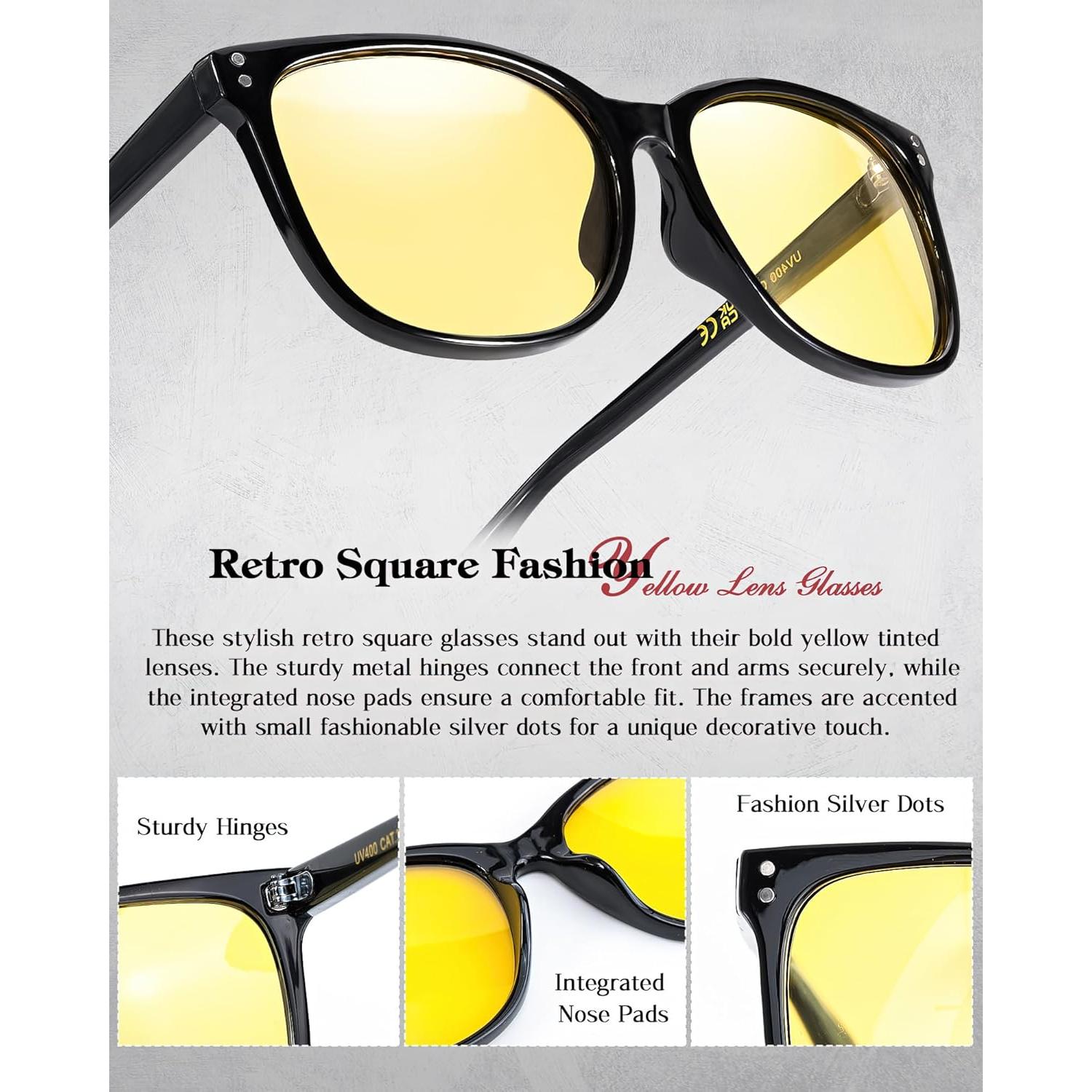 Gafas de visión nocturna LVIOE unisex con lentes amarillos