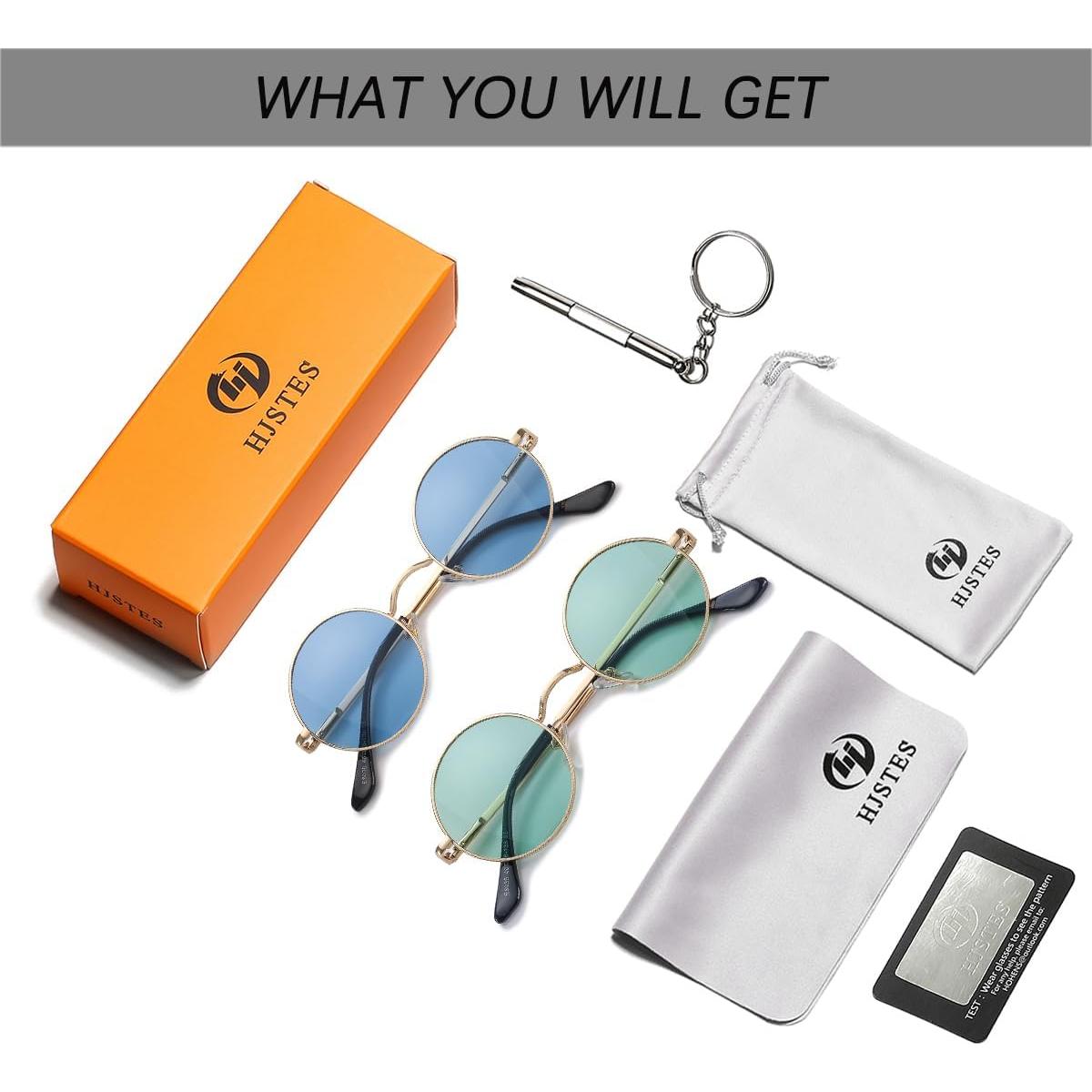 Gafas de sol redondas polarizadas HJSTES UV400 unisex