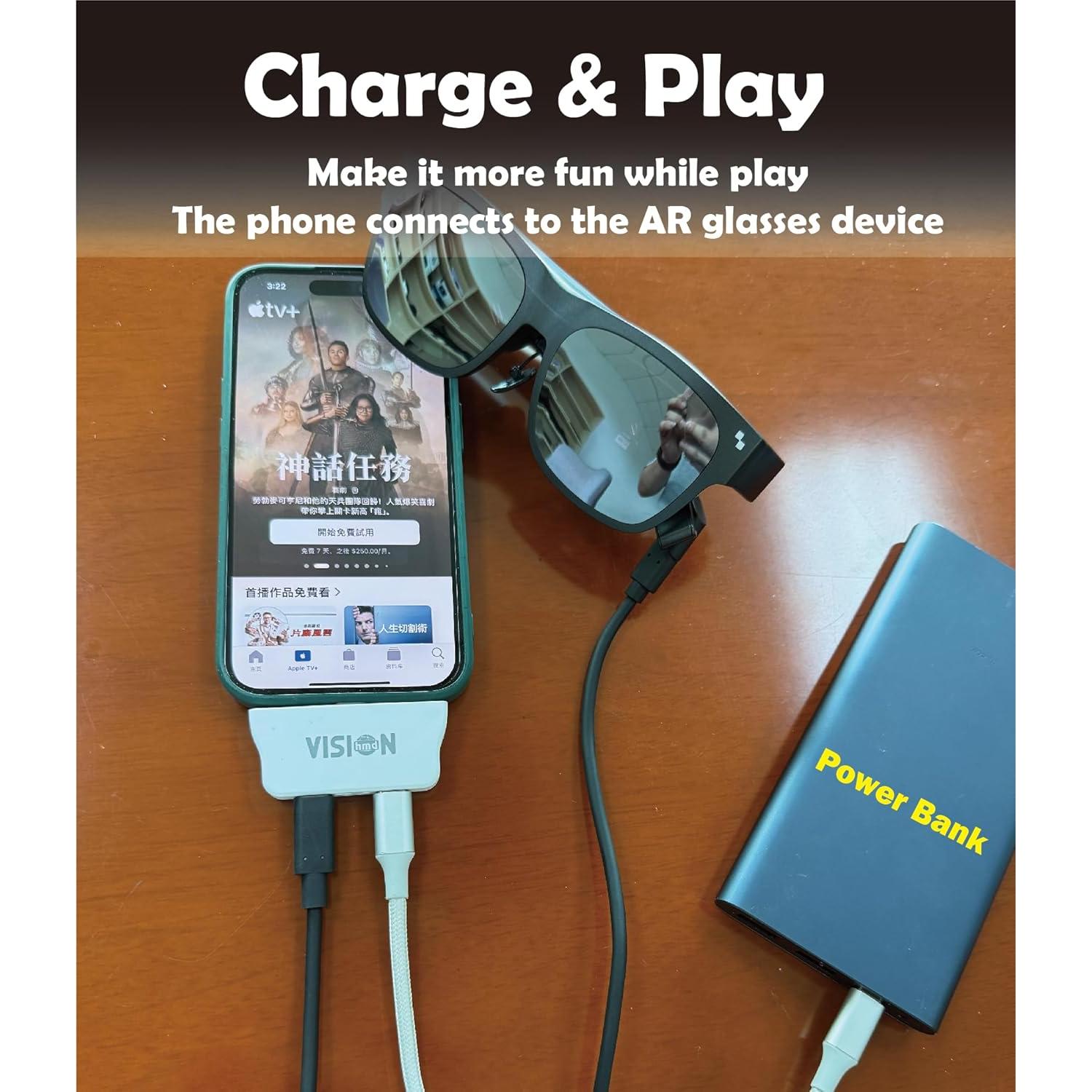 Adaptador USB-C a Gafas AR VISION ELECTRONICS Carga Rápida