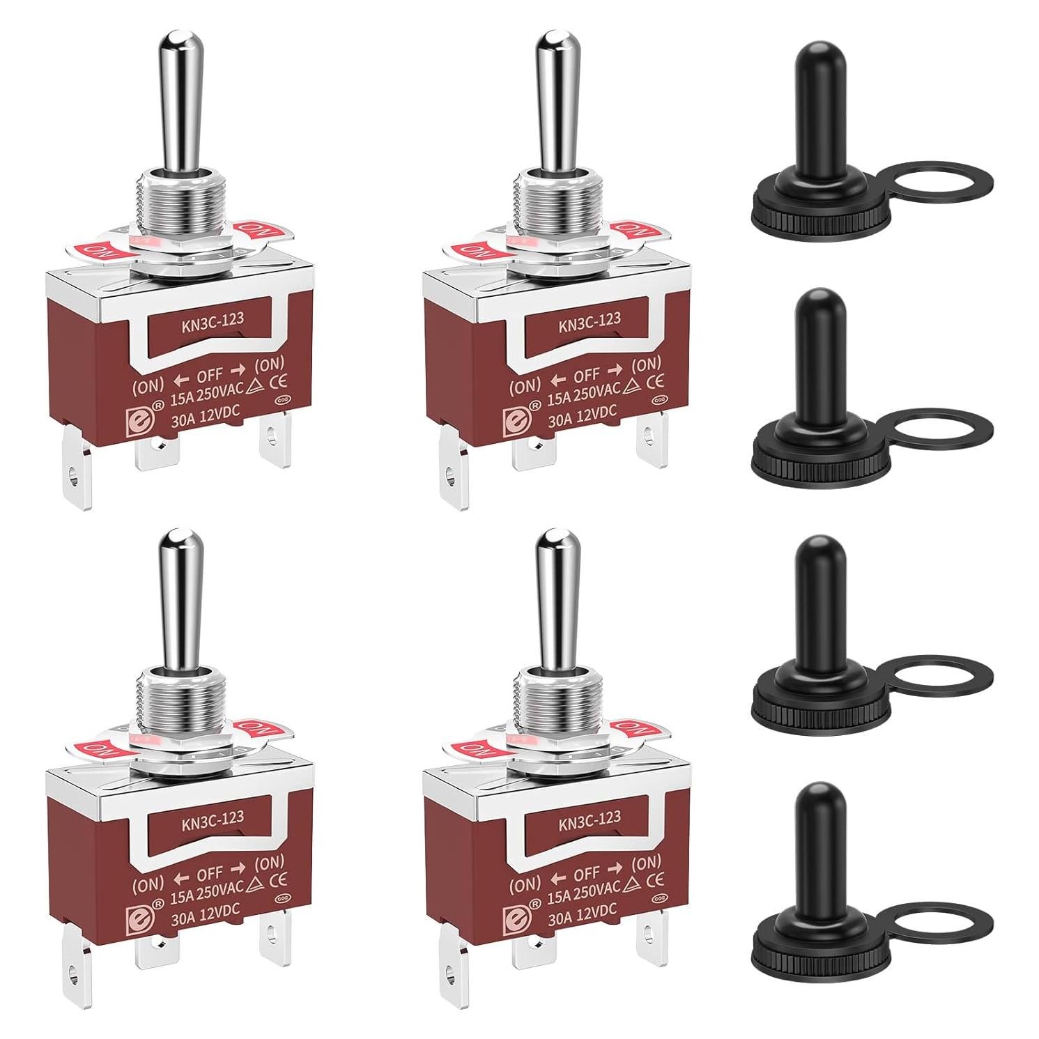 Interruptor de palanca impermeable 12V RVBOATPAT 30A 4pcs