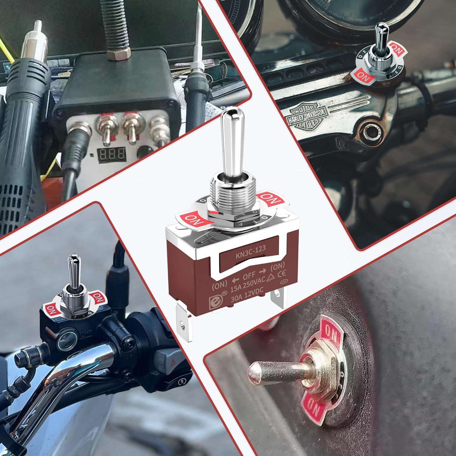 Interruptor de palanca impermeable 12V RVBOATPAT 30A 4pcs