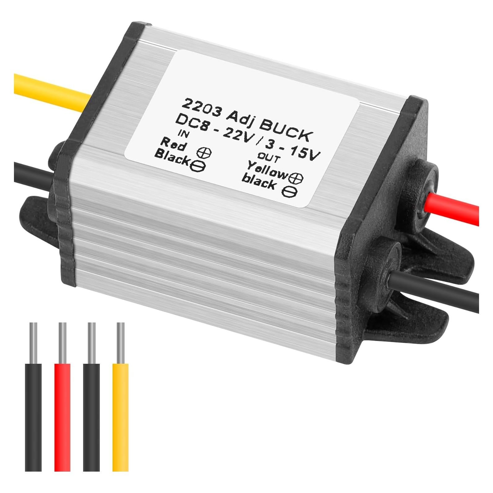 Convertidor Buck DC-DC YELUFT 8-22V a 3-15V 3A Impermeable