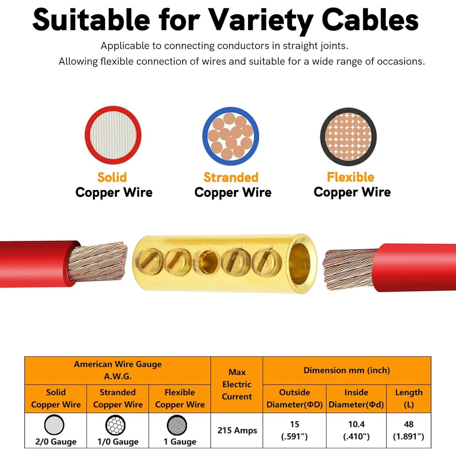 Conectores de Empalme Mecánico SVAAR 0 Gauge 6 PCS Cobre