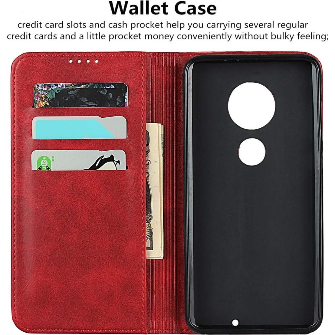 Funda iCoverCase Plegable para Motorola Moto G7/G7 Plus - Rojo Vino