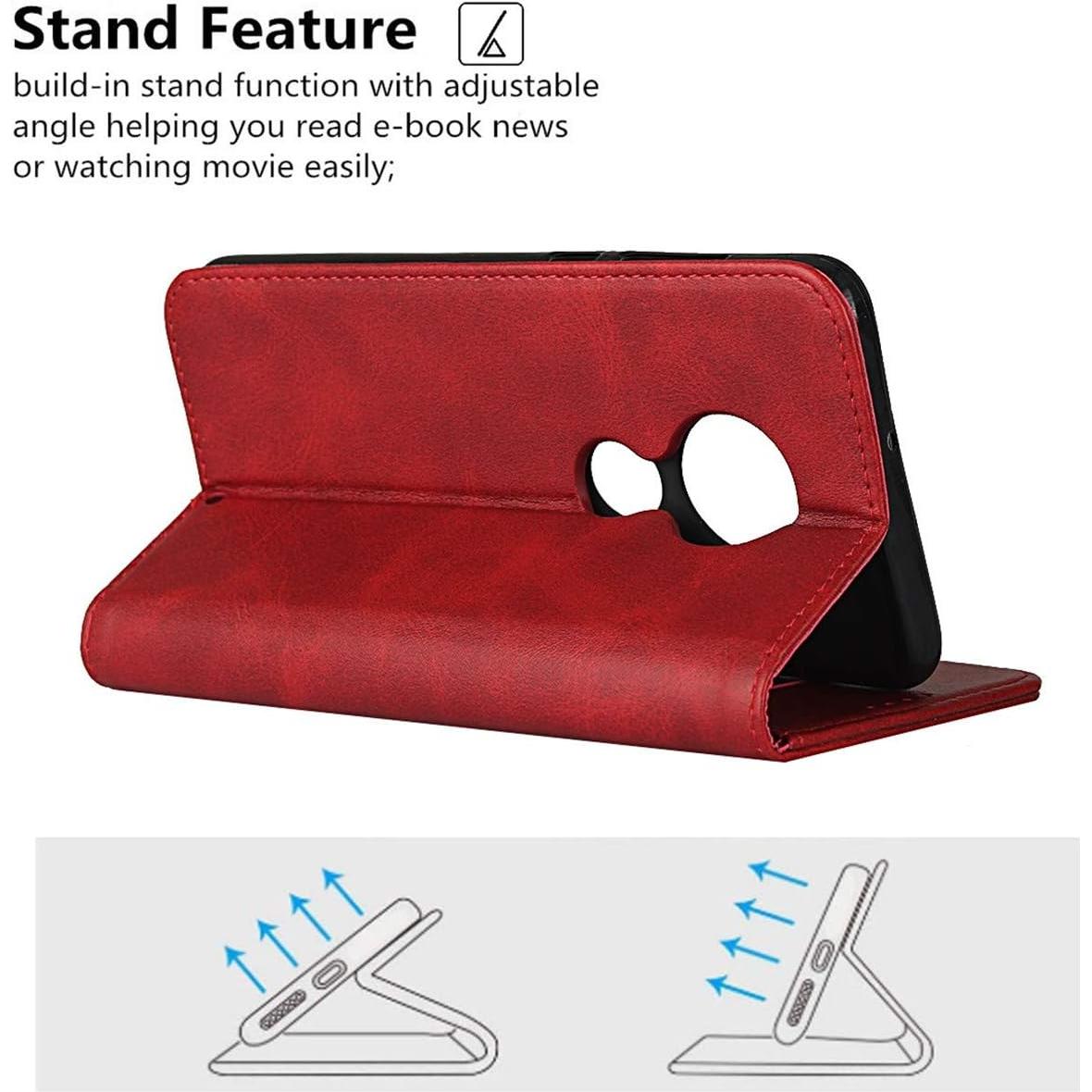 Funda iCoverCase Plegable para Motorola Moto G7/G7 Plus - Rojo Vino