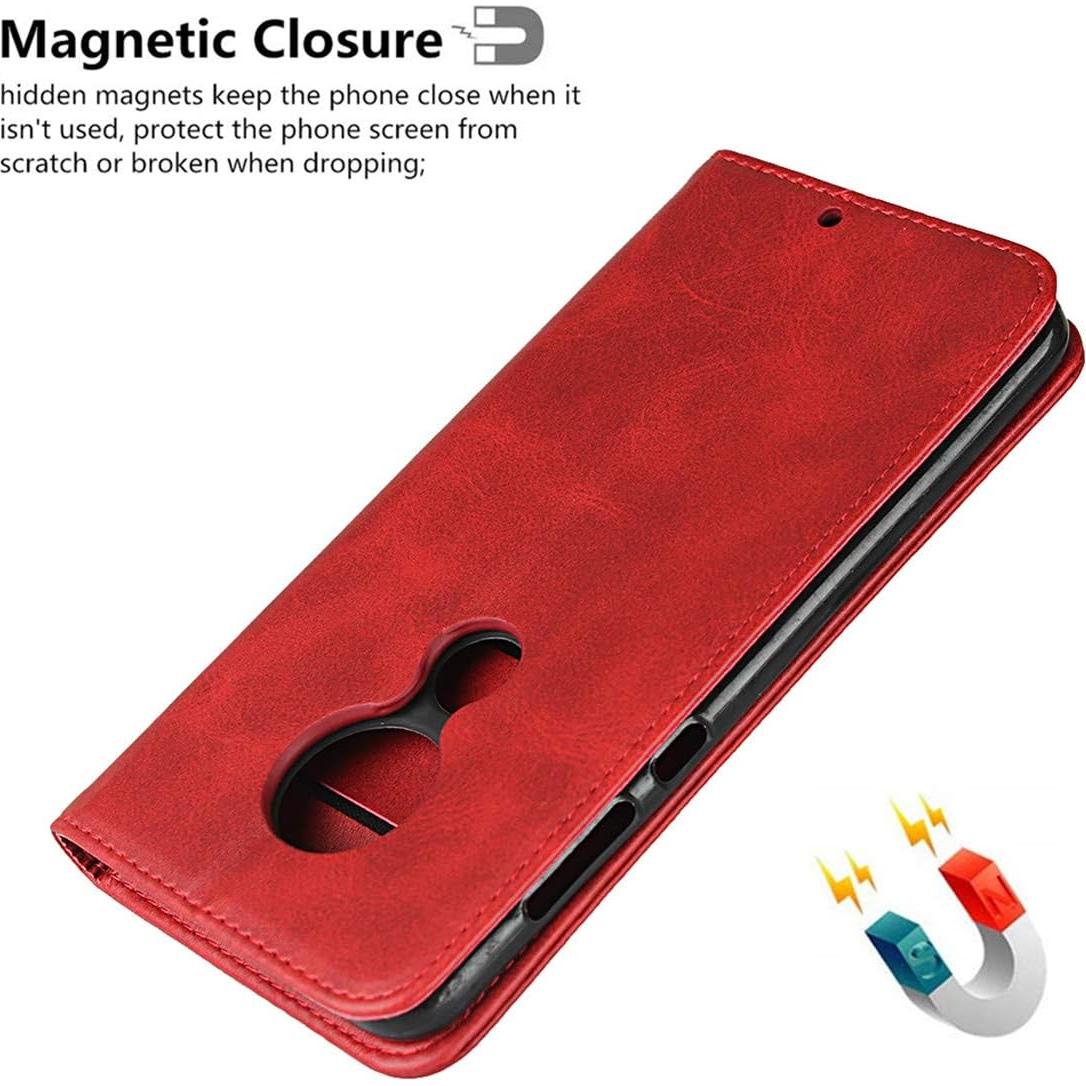Funda iCoverCase Plegable para Motorola Moto G7/G7 Plus - Rojo Vino