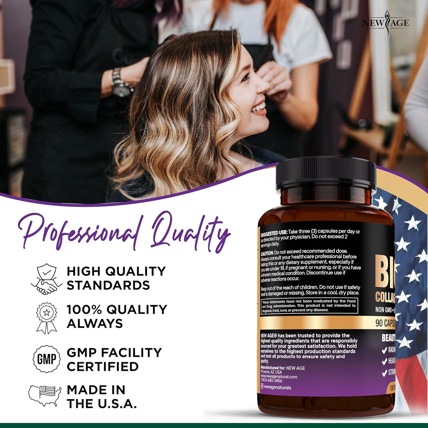 Suplemento de Biotina Colágeno Queratina 90 Cápsulas Nueva Era