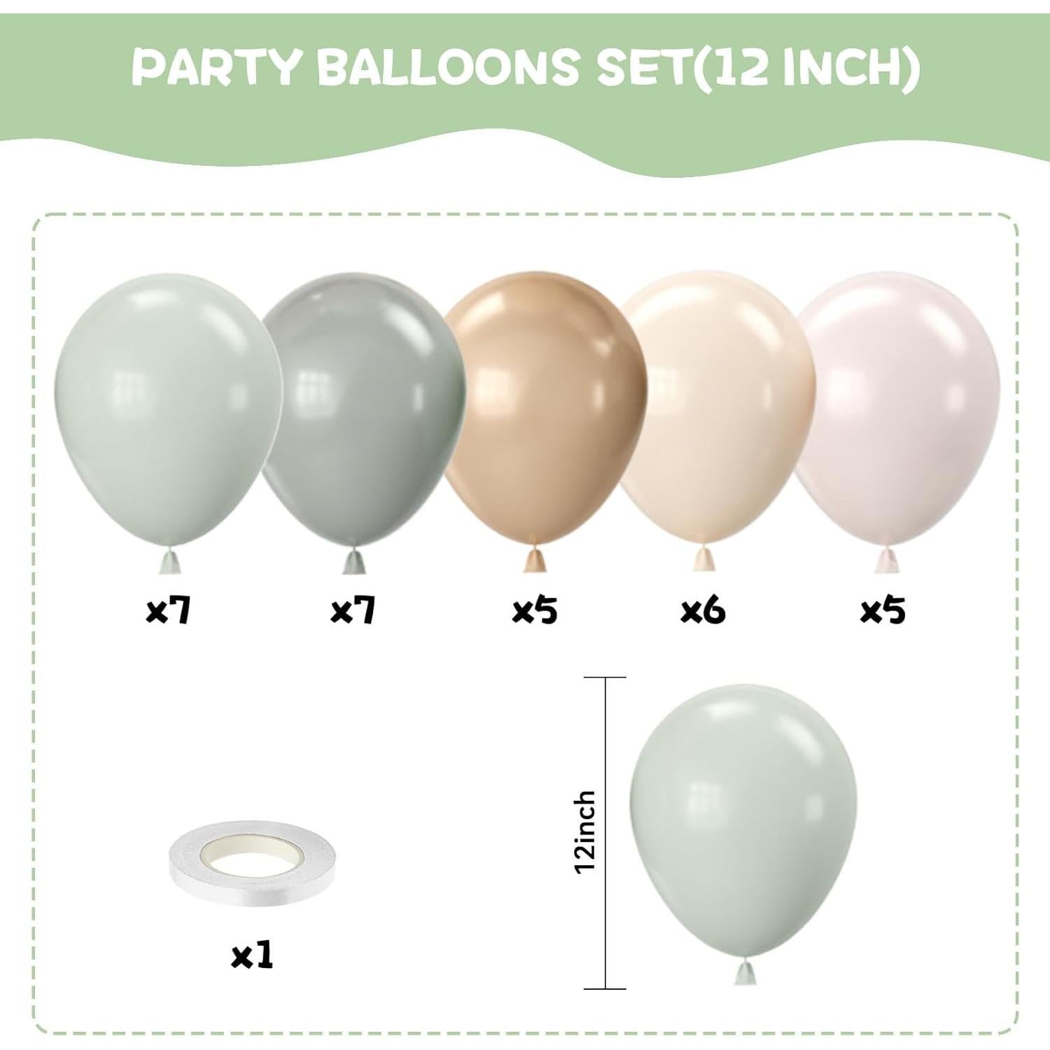 Globos de Láttex 30 cm FEYG - Nude Verde Polvoriento 30pcs