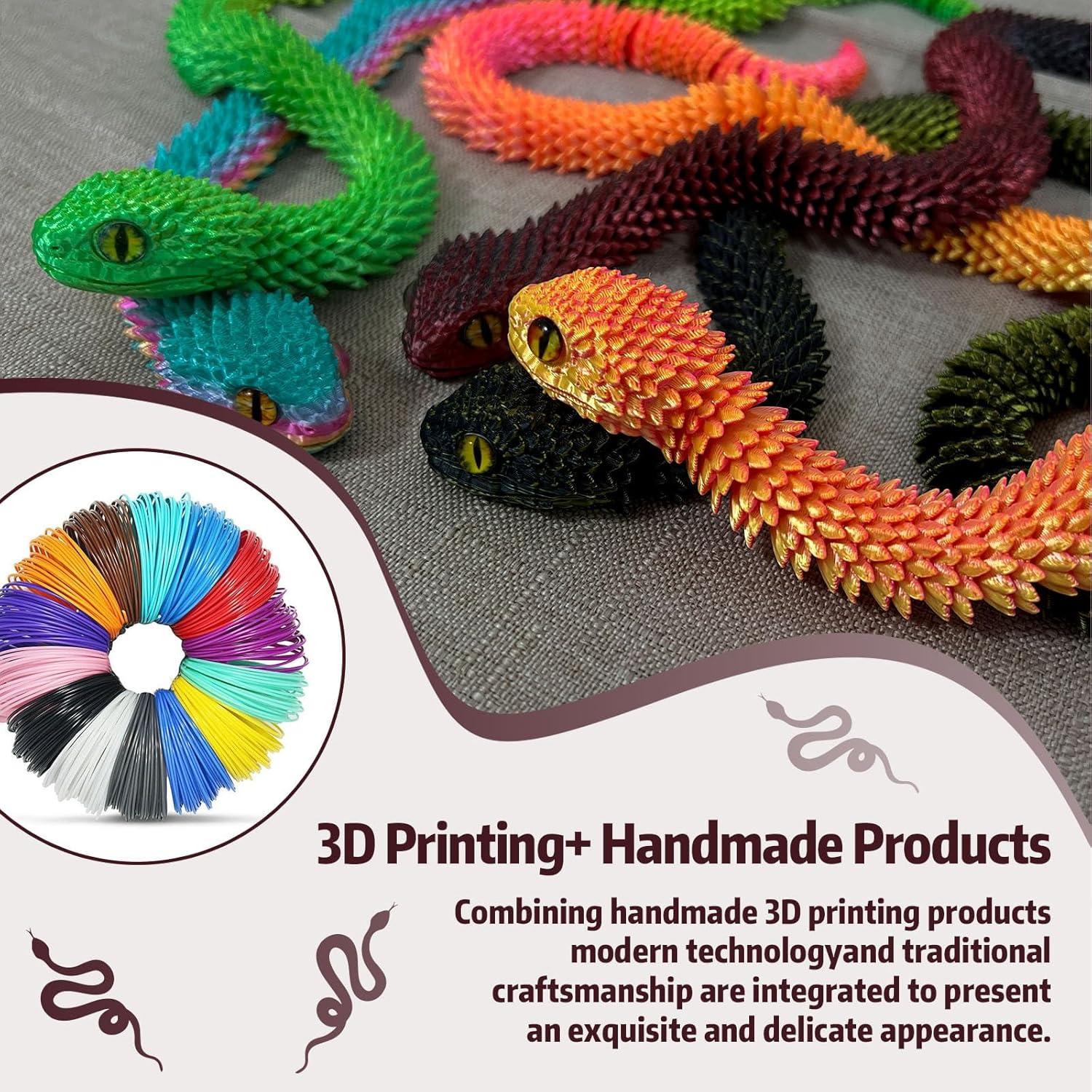 Serpiente Víbora Impresa en 3D Binvin 51.3 cm Juguete Articulado