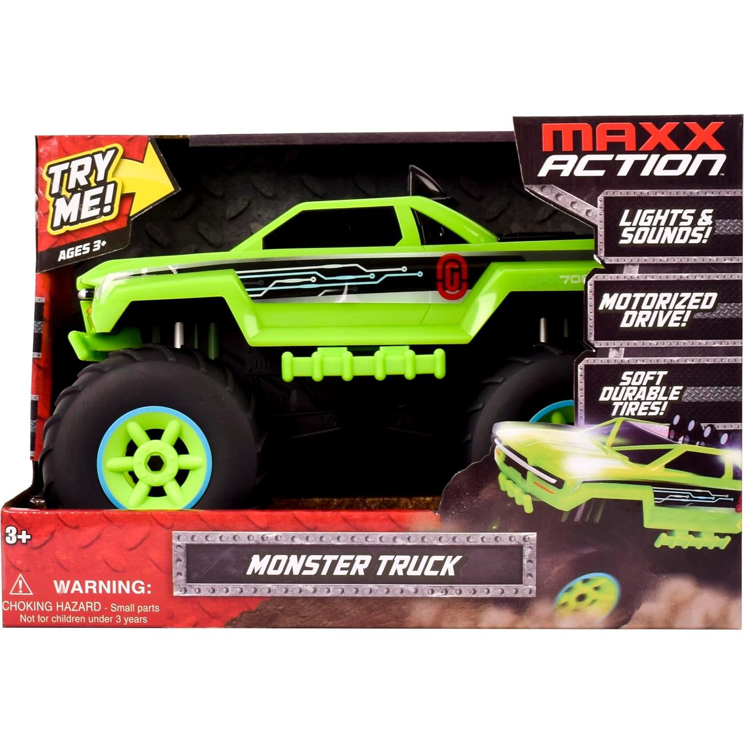 Camión Monster Maxx Action Verde 23cm Motorizado Luces Sonidos