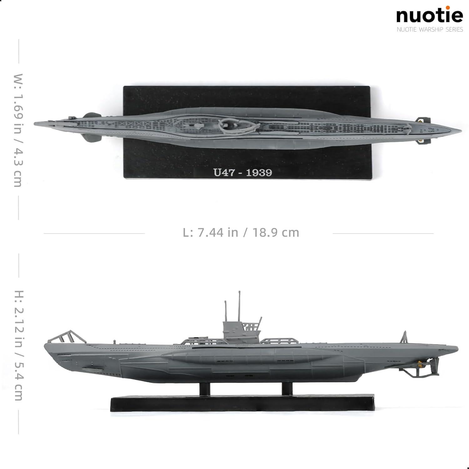 Modelo Submarino U-47 1/350 NUOTIE Metal Diecast Militar