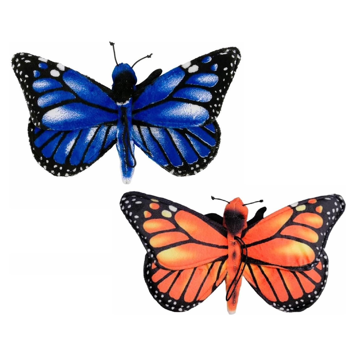 Juguete de Peluche Mariposa Monarca Naranja y Morfo Azul 28 cm