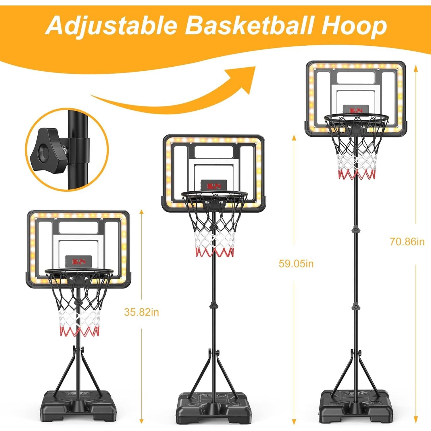 Aro de Baloncesto Ajustable Flybakiz para Niños 0.91-1.77m