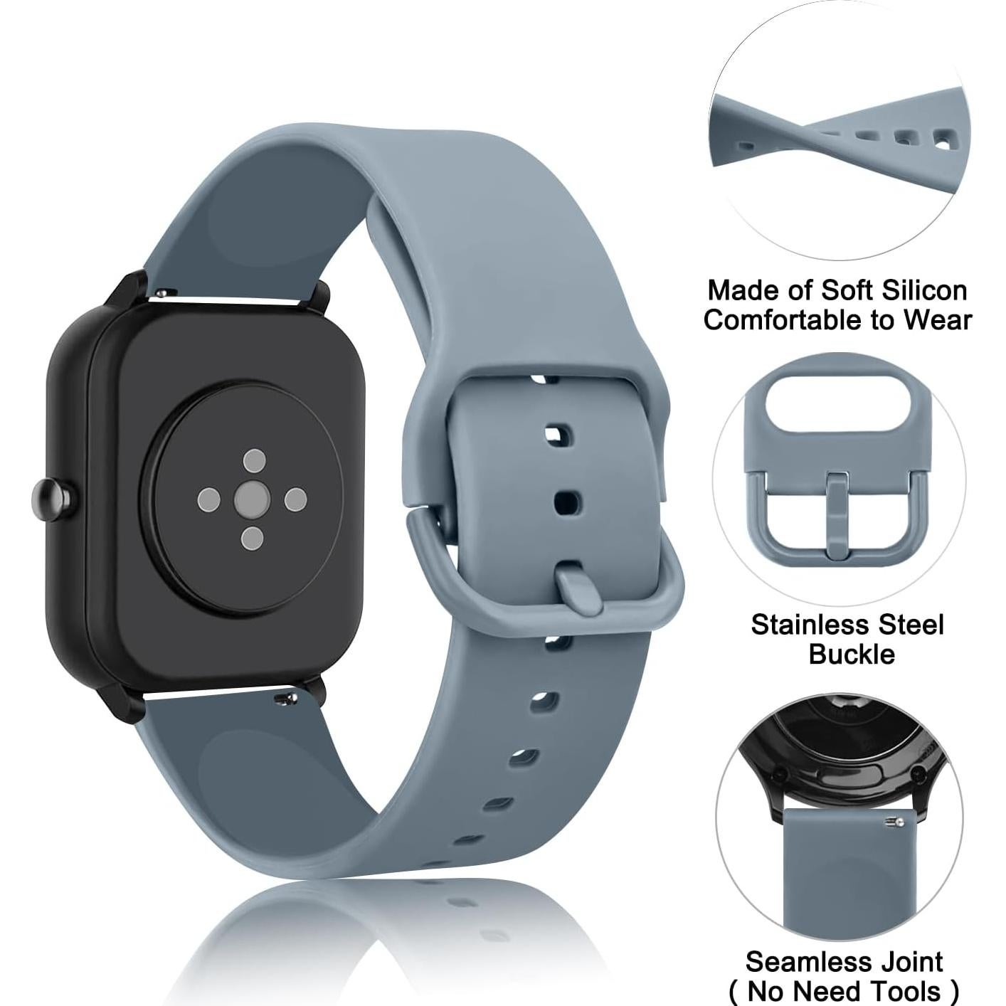 Paquete de 3 Bandas de Silicona Meliya para Reloj FITVII HM57/H56