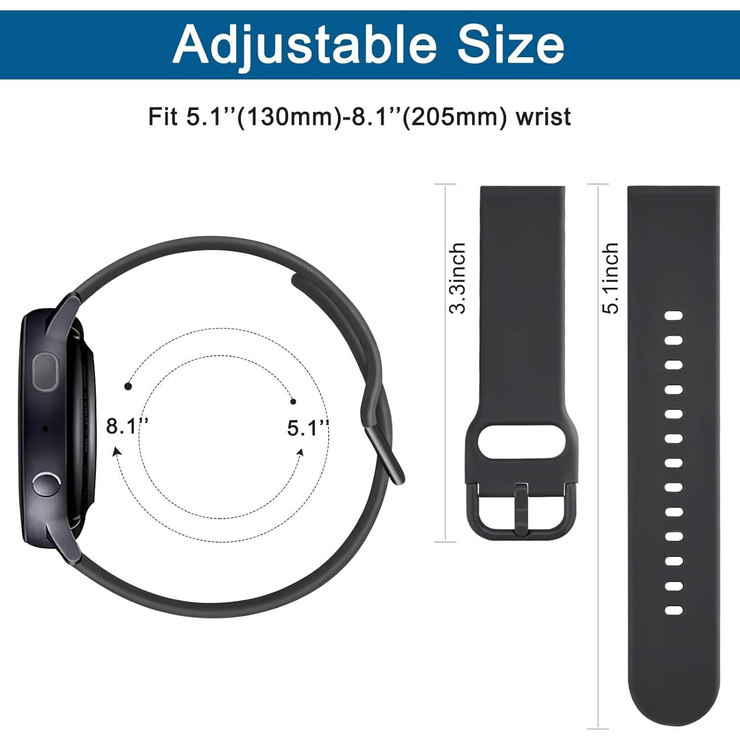Paquete de 3 Bandas de Silicona Meliya para Reloj FITVII HM57/H56