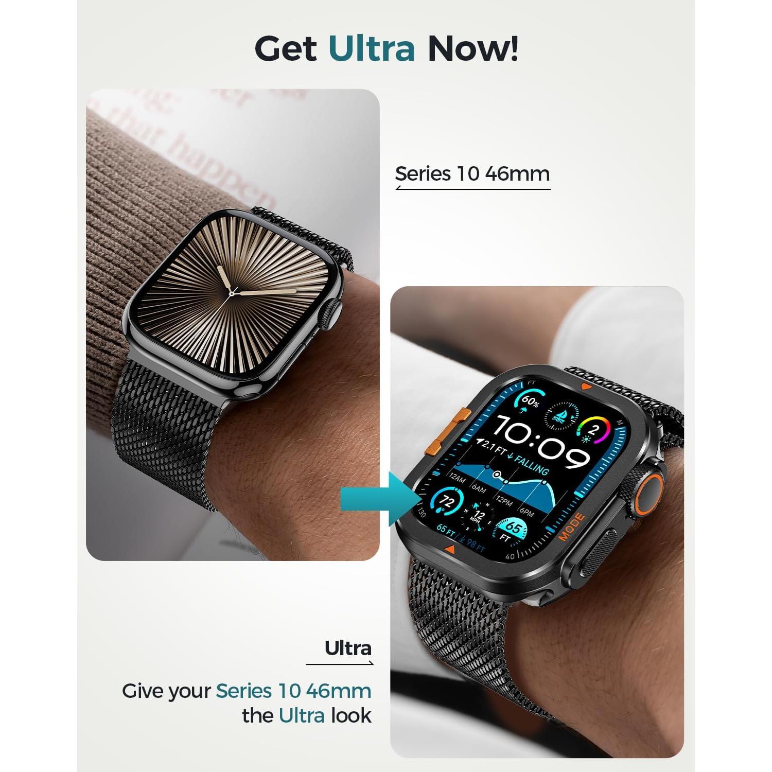 Funda Bumper Goton para Apple Watch 46mm Titanio Negro Resistente