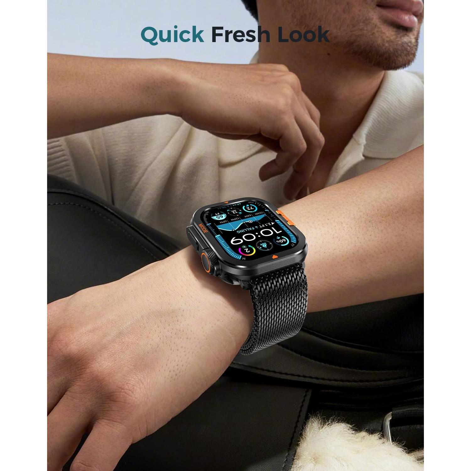 Funda Bumper Goton para Apple Watch 46mm Titanio Negro Resistente