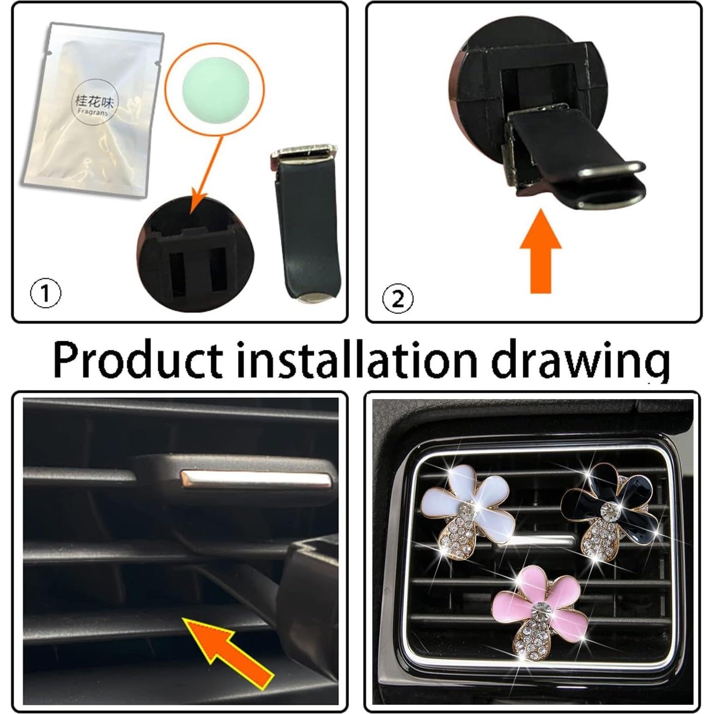 Clip de Ventilación para Auto Bling Daisy - 3 Pcs Ambientadores
