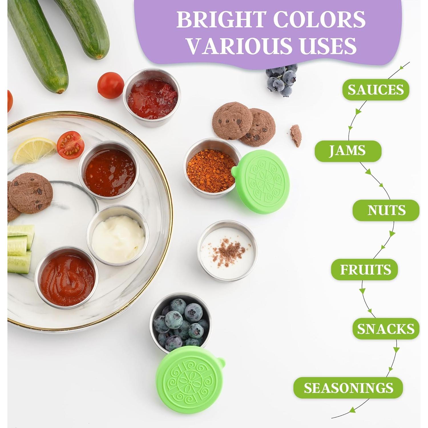 6 Envases de Aderezo Qukaka 1.6oz Acero Inoxidable Verde