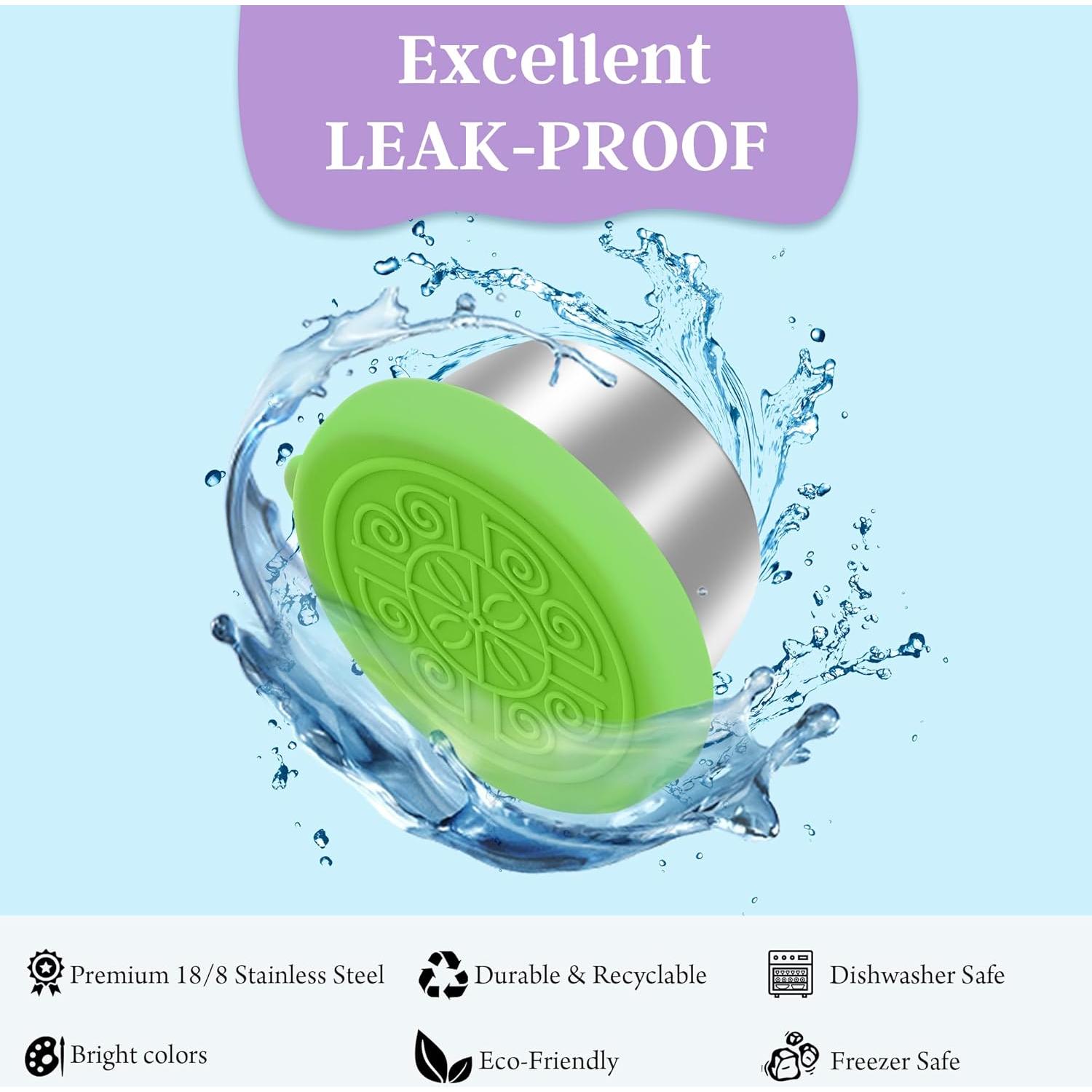 6 Envases de Aderezo Qukaka 1.6oz Acero Inoxidable Verde