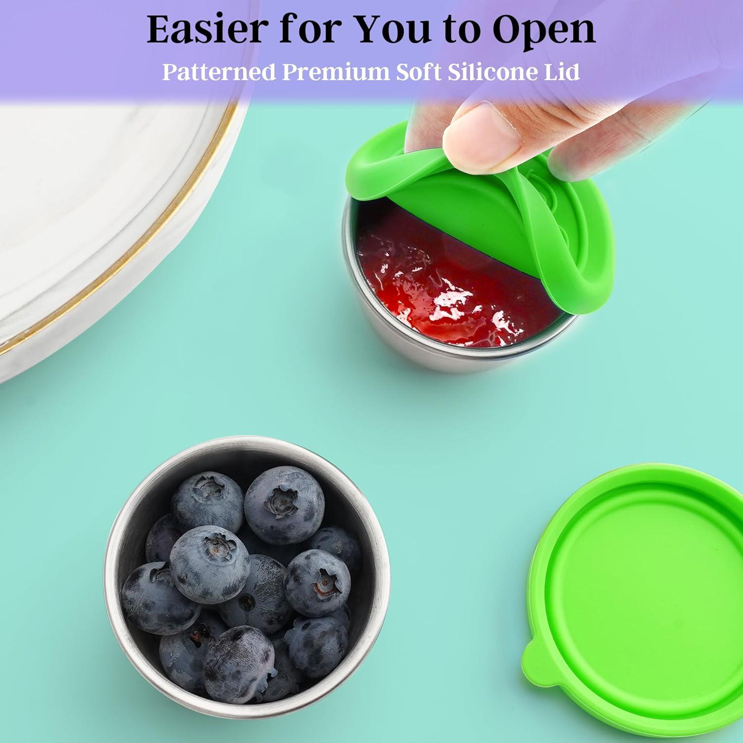 6 Envases de Aderezo Qukaka 1.6oz Acero Inoxidable Verde