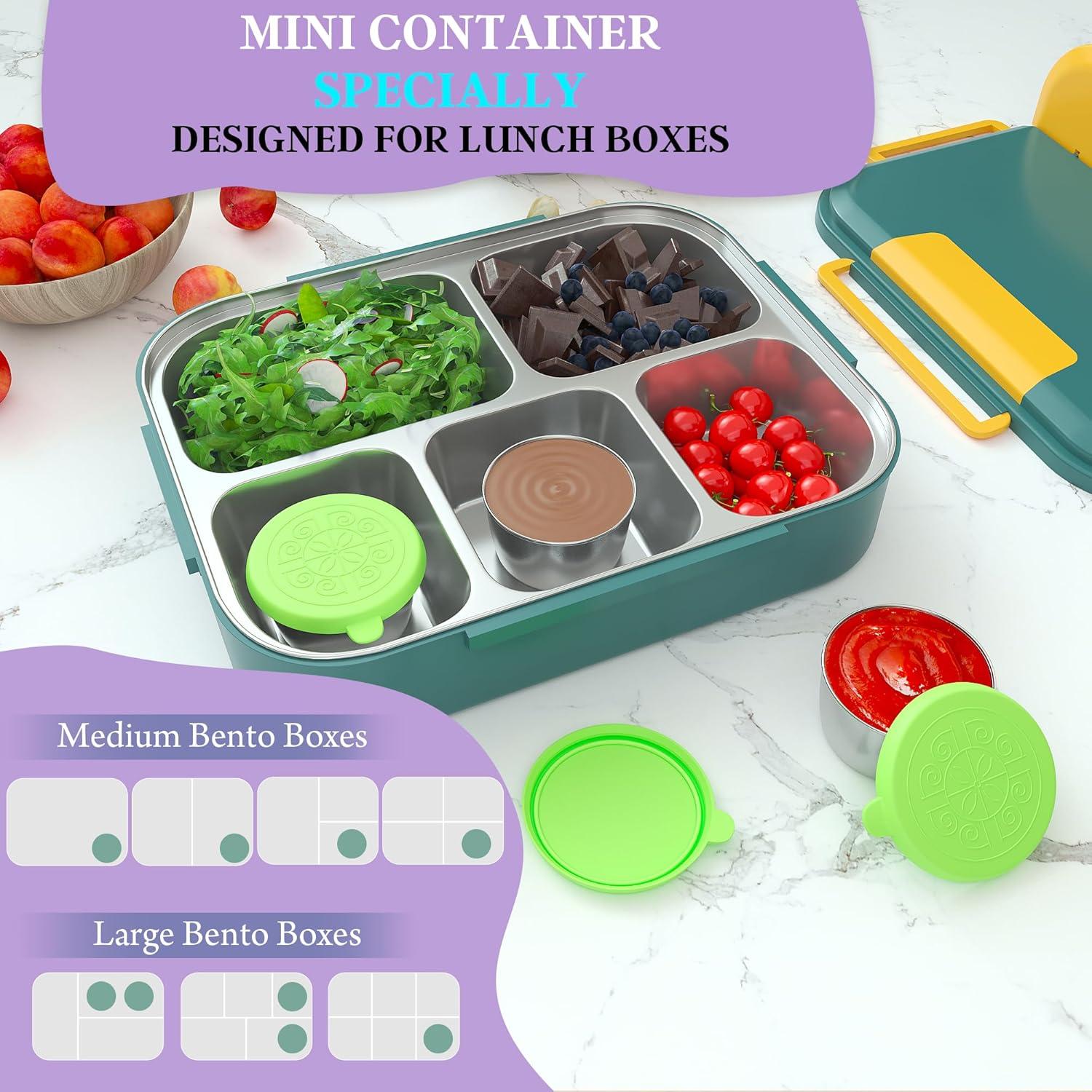 6 Envases de Aderezo Qukaka 1.6oz Acero Inoxidable Verde