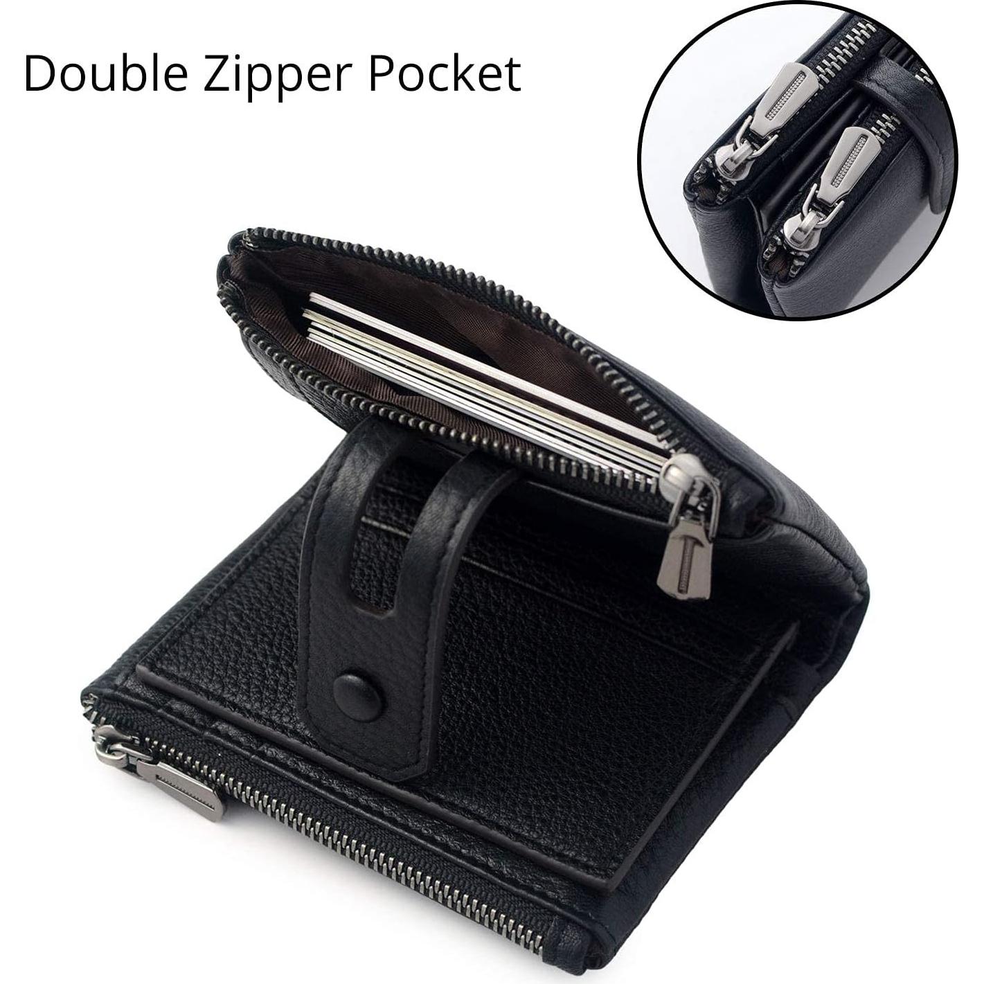 Cartera Pequeña de Cuero Bveyzi con Bloqueo RFID para Mujeres