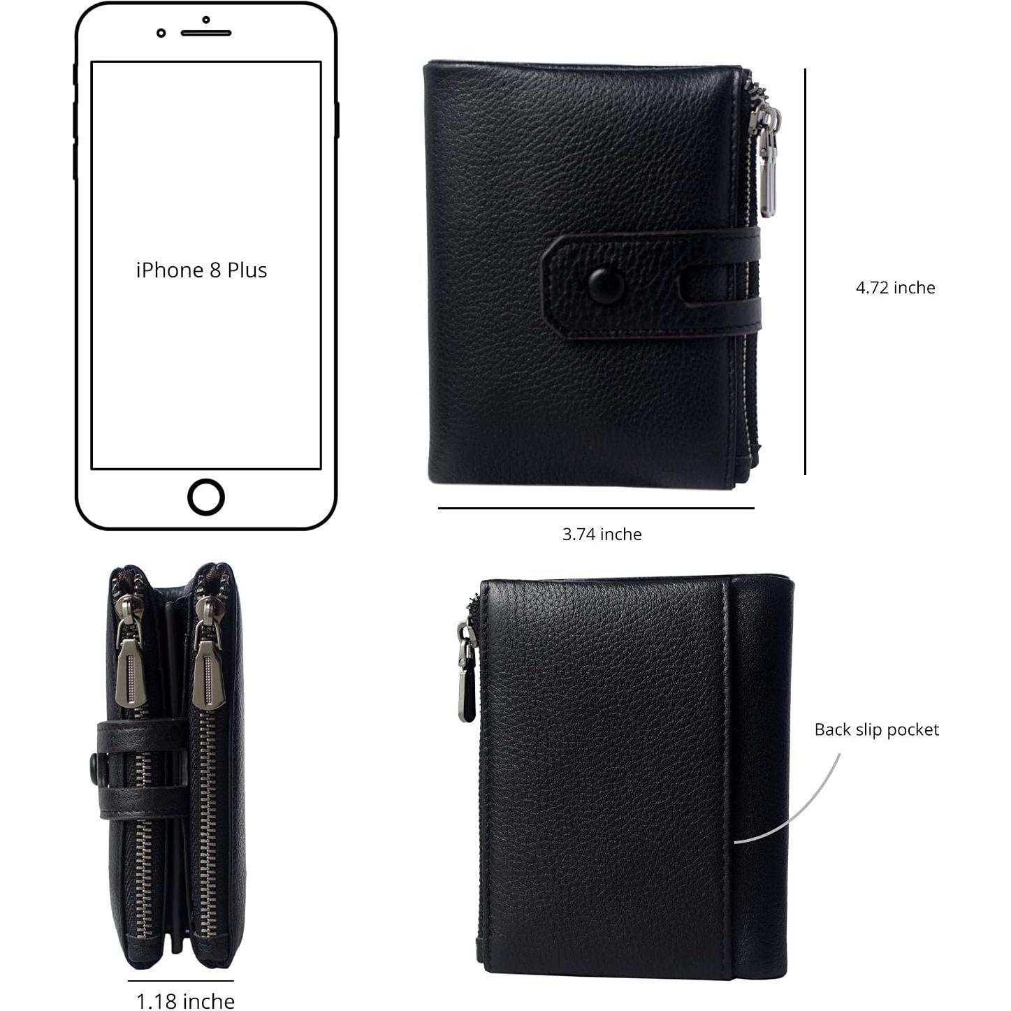 Cartera Pequeña de Cuero Bveyzi con Bloqueo RFID para Mujeres