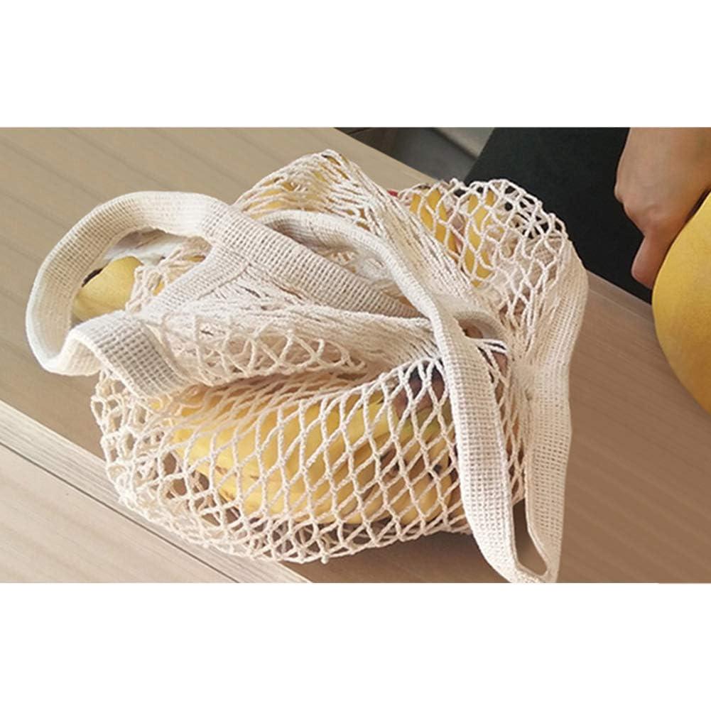 Bolsas de Compras Reutilizables de Malla de Algodón Beige