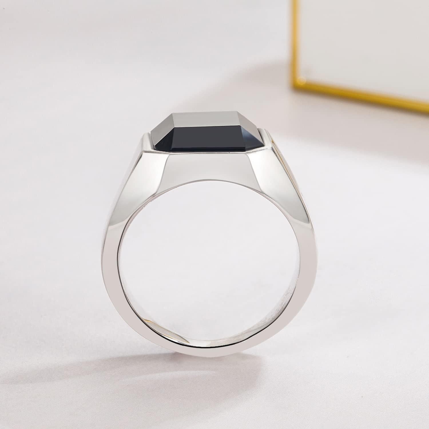 Anillo de Onice Negro Plata 925 Talla 6 a 13 Diseño Unisex